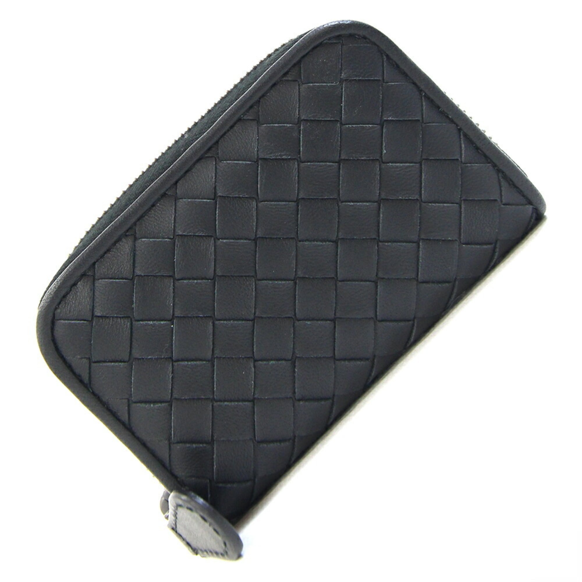 Bottega Veneta Intrecciato Black Leather Coin Purse/Coin Case (Pre-Owned)