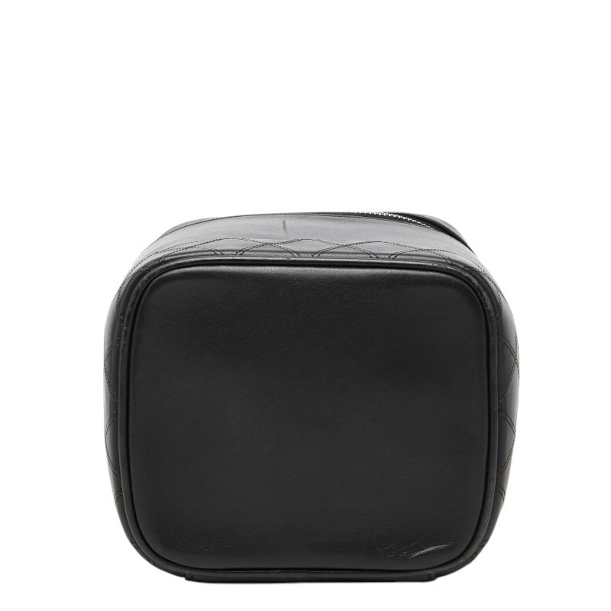 Chanel Black Leather Handbag Vanity Bag (Pre-Owned)