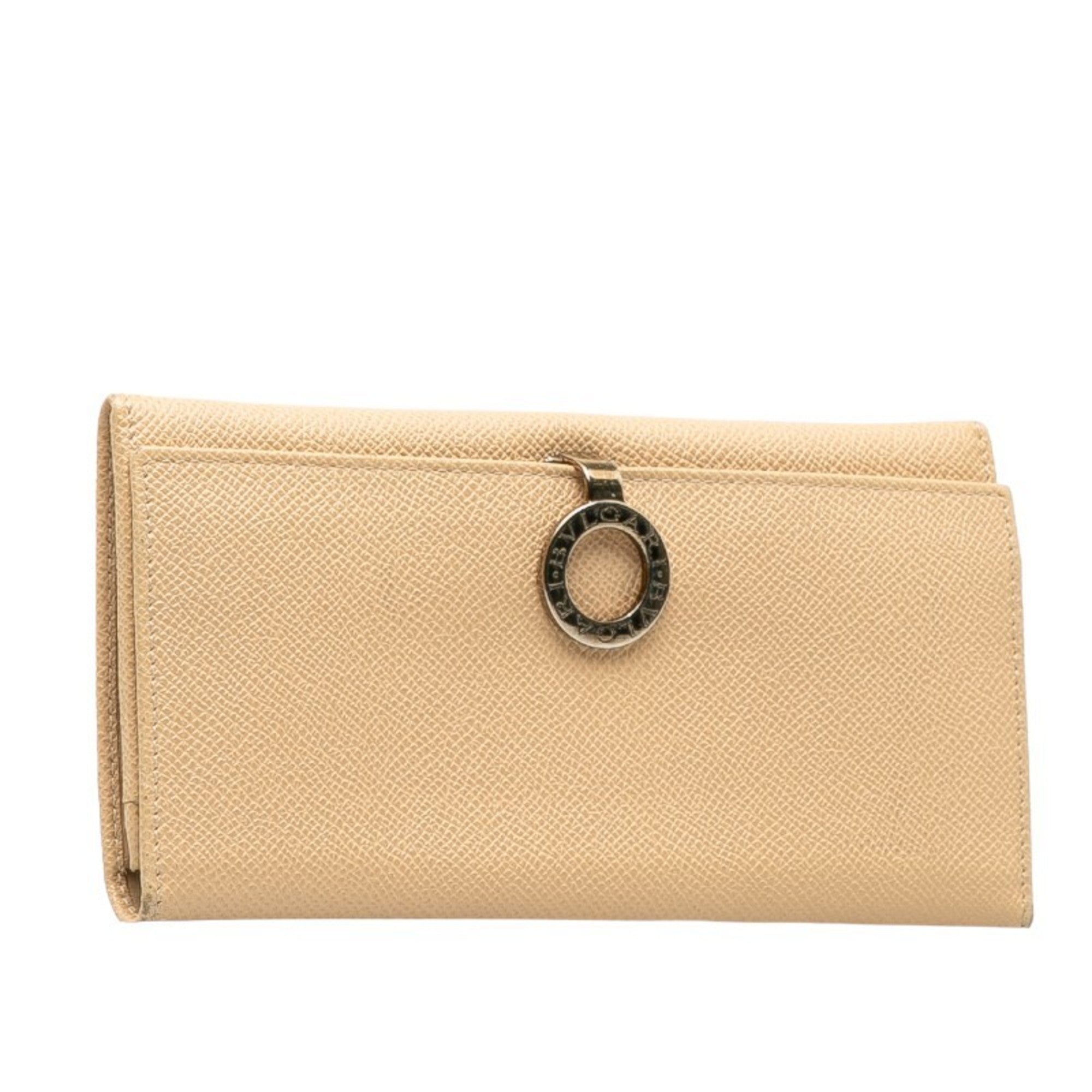 Bvlgari Beige Leather Long Wallet (Bi-Fold) (Pre-Owned)
