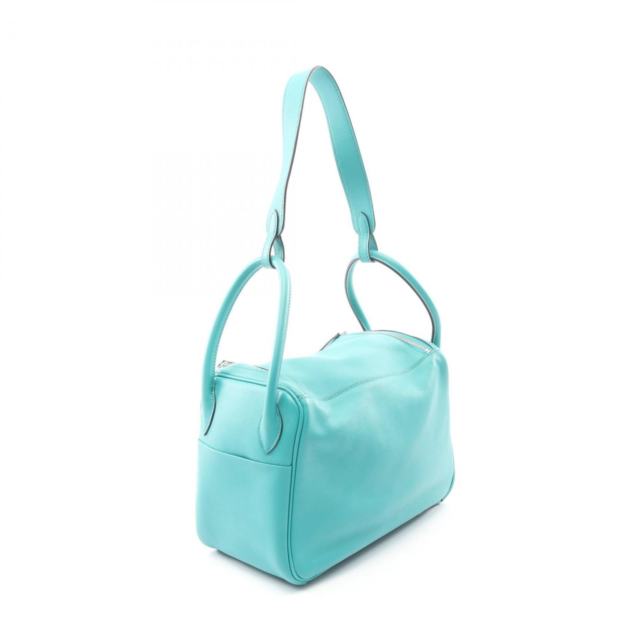 Hermes Lindy Blue Paon Green Leather Handbag Shoulder Bag (Pre-Owned)
