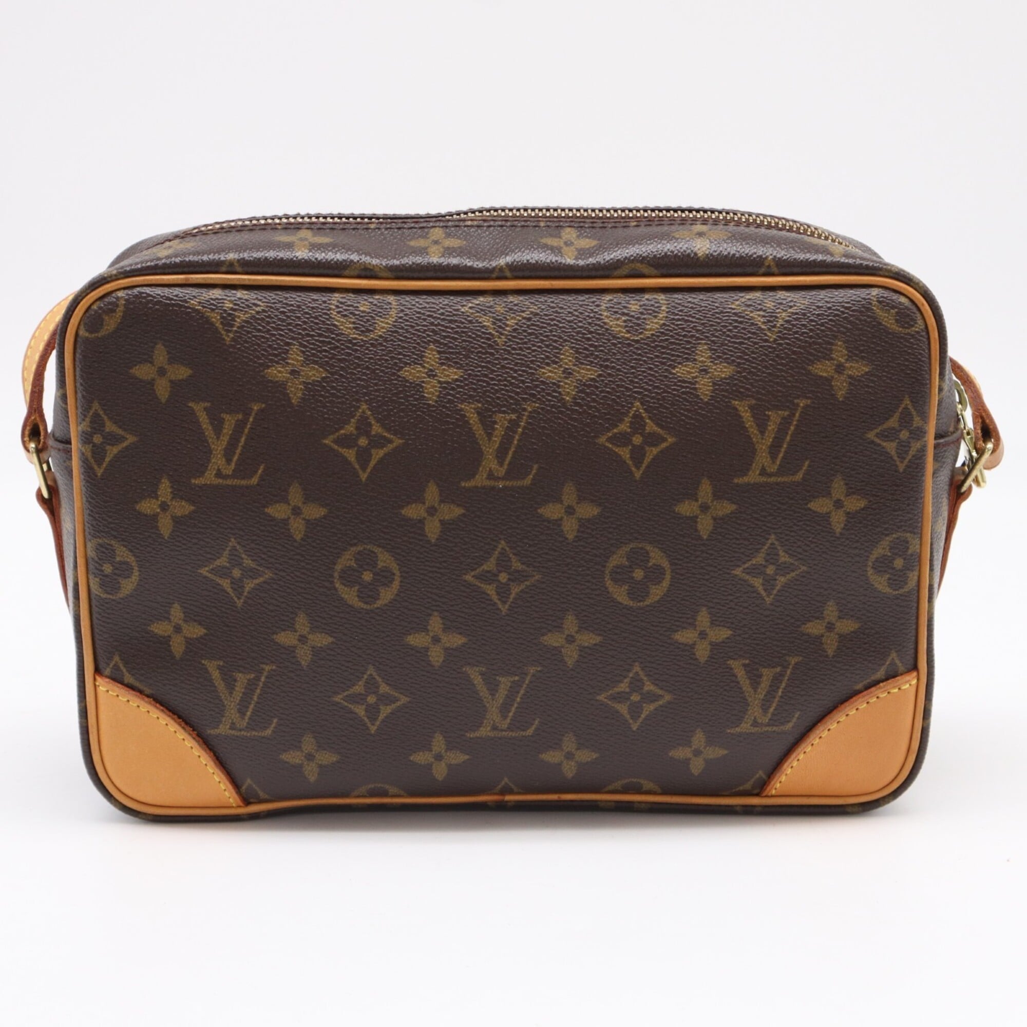 Louis Vuitton Beige Brown Monogram Coated Canvas Leather Shoulder Bag (Pre-Owned)