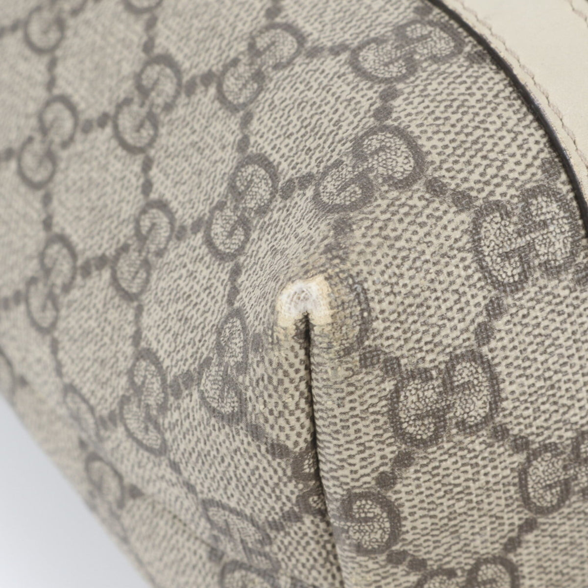 Gucci Beige Leather Coated Canvas Handbag Tote Bag (Pre-Owned)