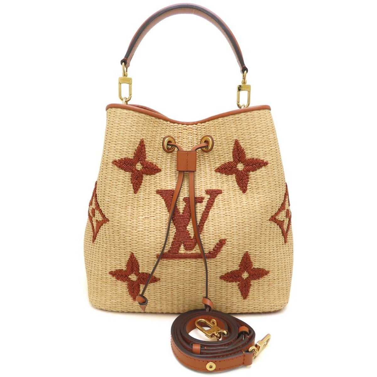 Louis Vuitton Brown Natural Raffia Leather Shoulder Bag (Pre-Owned)