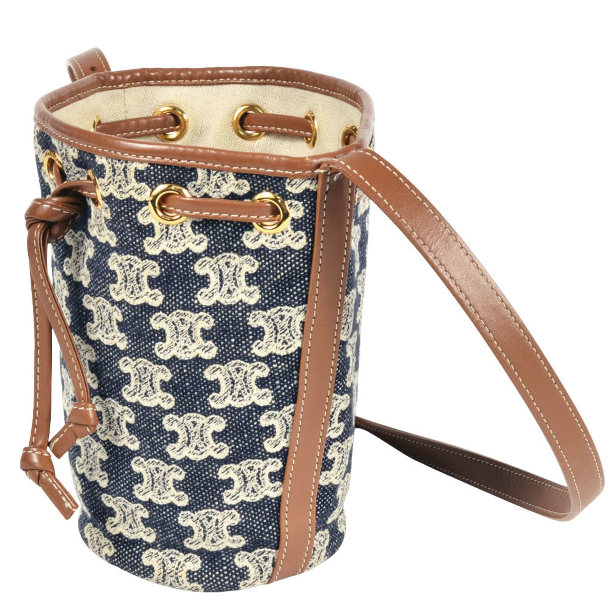 Celine Navy Canvas Shoulder Bag (Pre-Owned)