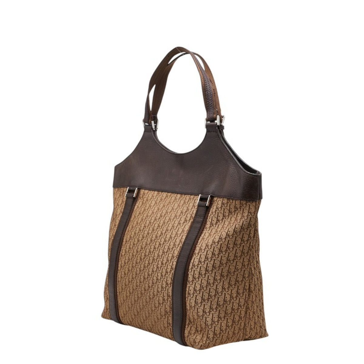 Christian Dior Trotter Beige Brown Leather Canvas Handbag Tote Bag (Pre-Owned)