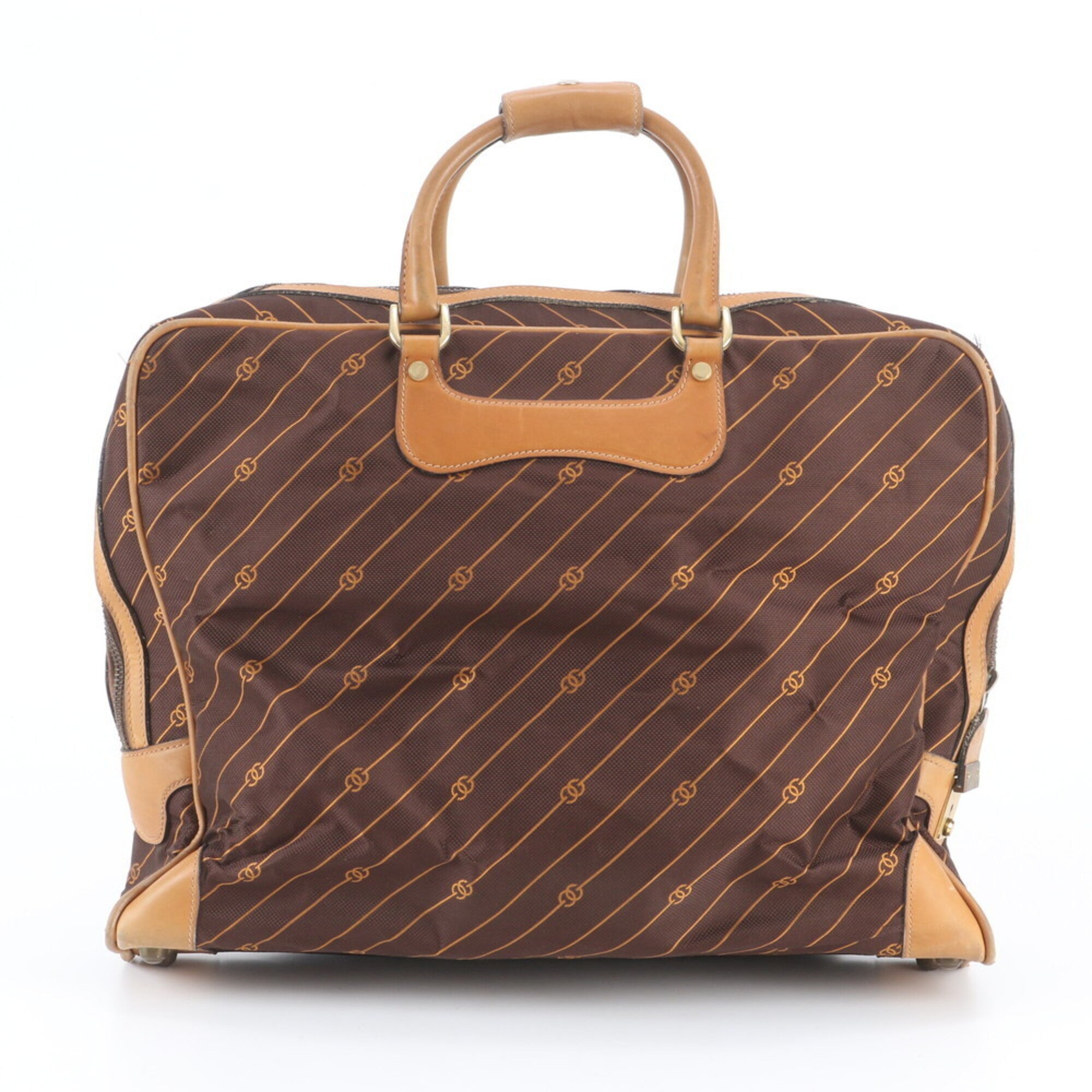 Gucci Brown Leather Canvas Boston Bag Tote Bag (Pre-Owned)