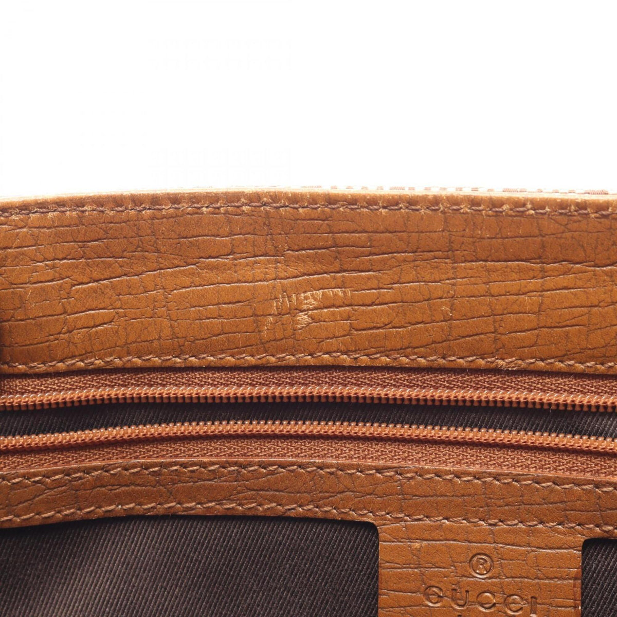 Gucci Beige Brown Canvas Leather Handbag Tote Bag (Pre-Owned)