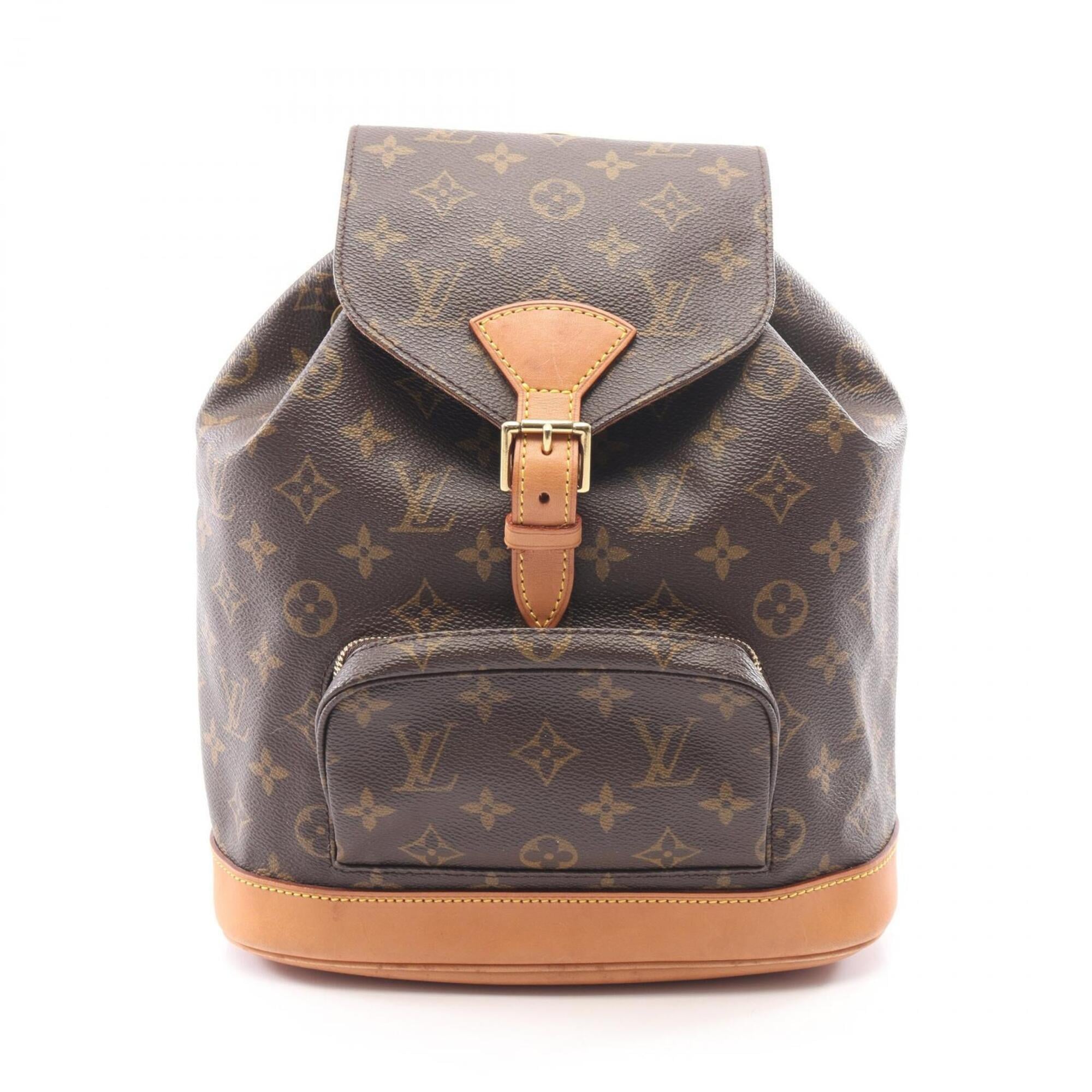 Louis Vuitton Brown Coated Canvas Leather Backpack Handbag (Pre-Owned)
