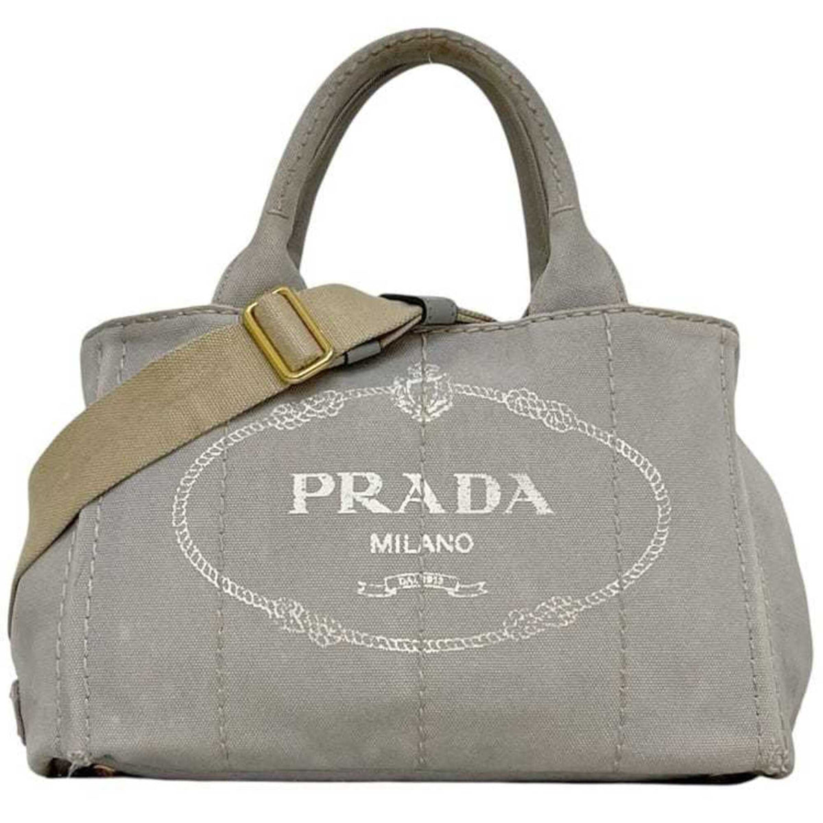 Prada Gray Canvas Tote Bag (Pre-Owned)