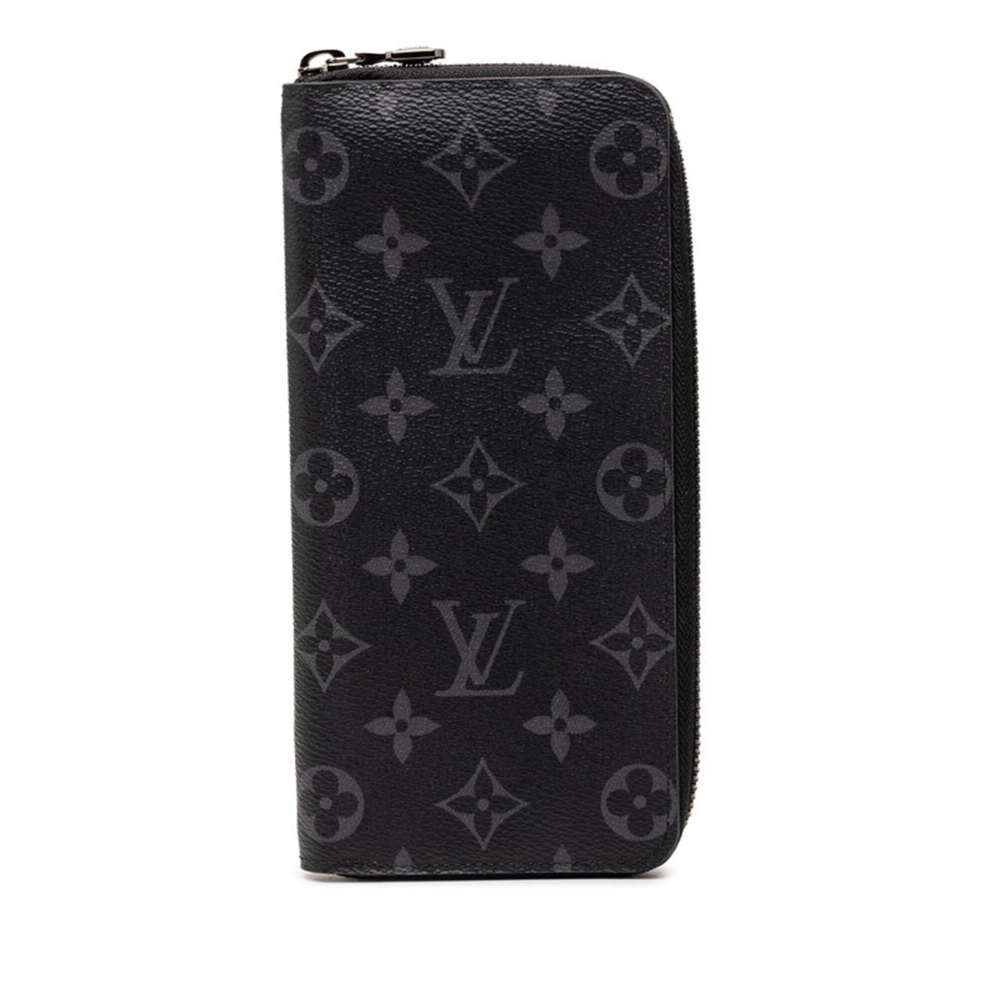 Louis Vuitton Black Gray Pvc Leather Long Wallet (Bi-Fold) (Pre-Owned)