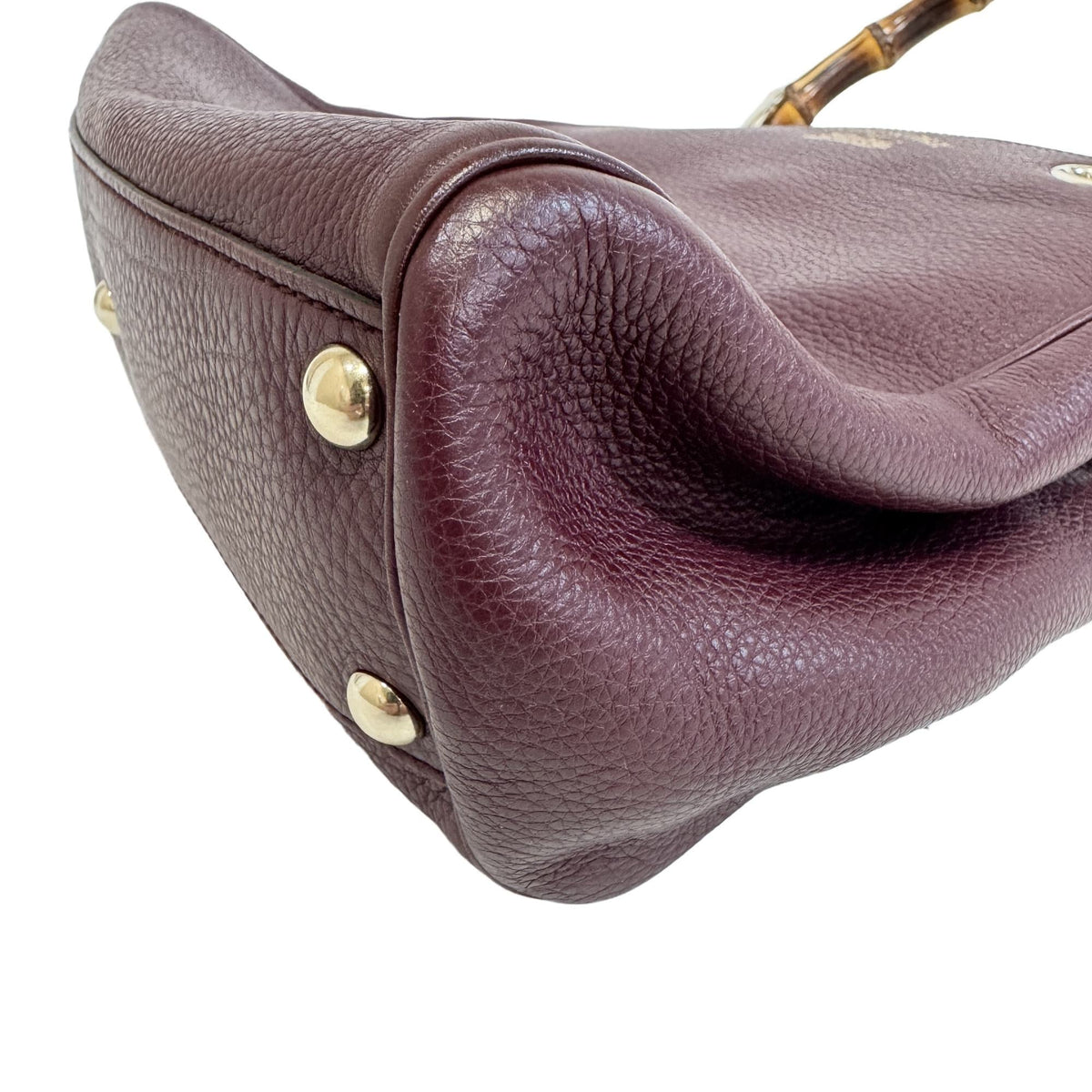 Gucci Wine Bamboo Leather Handbag Shoulder Bag (Pre-Owned)