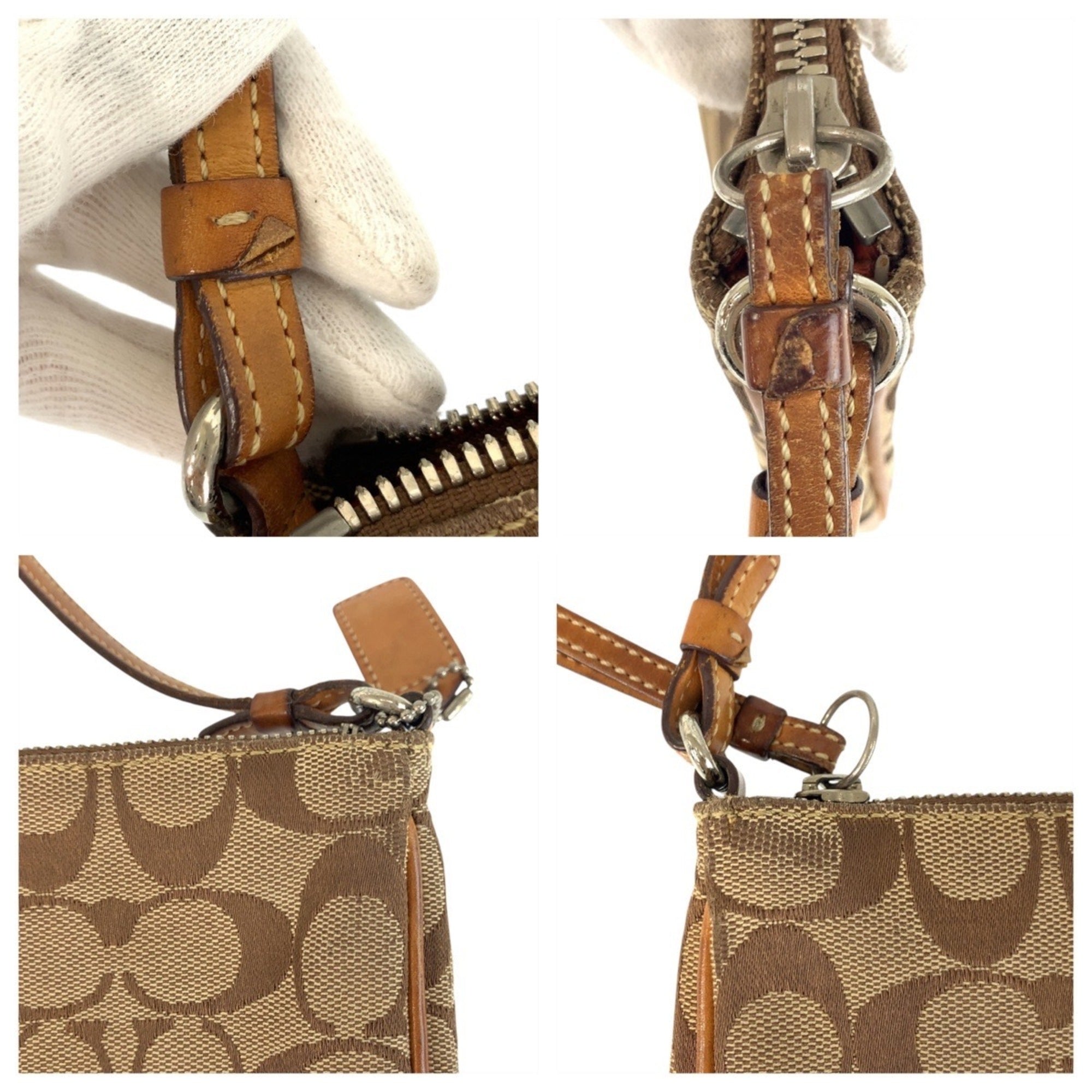 Coach Beige Camel Canvas Leather Shoulder Bag (Pre-Owned)