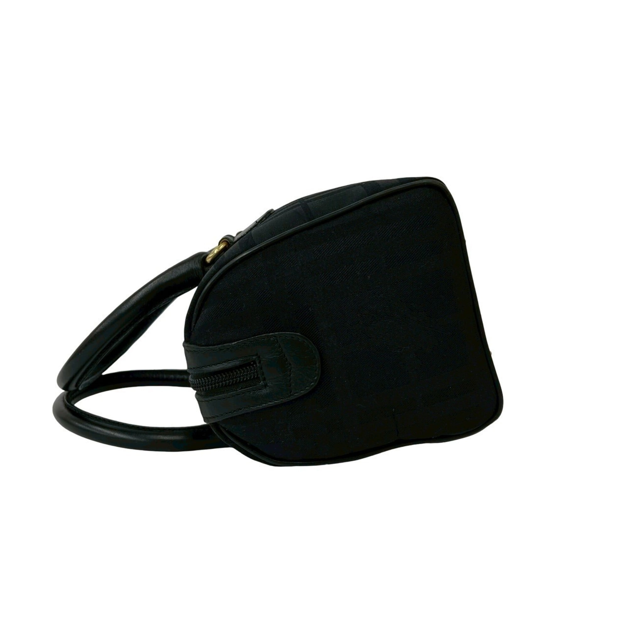 Burberry Black Leather Canvas Handbag Shoulder Bag (Pre-Owned)
