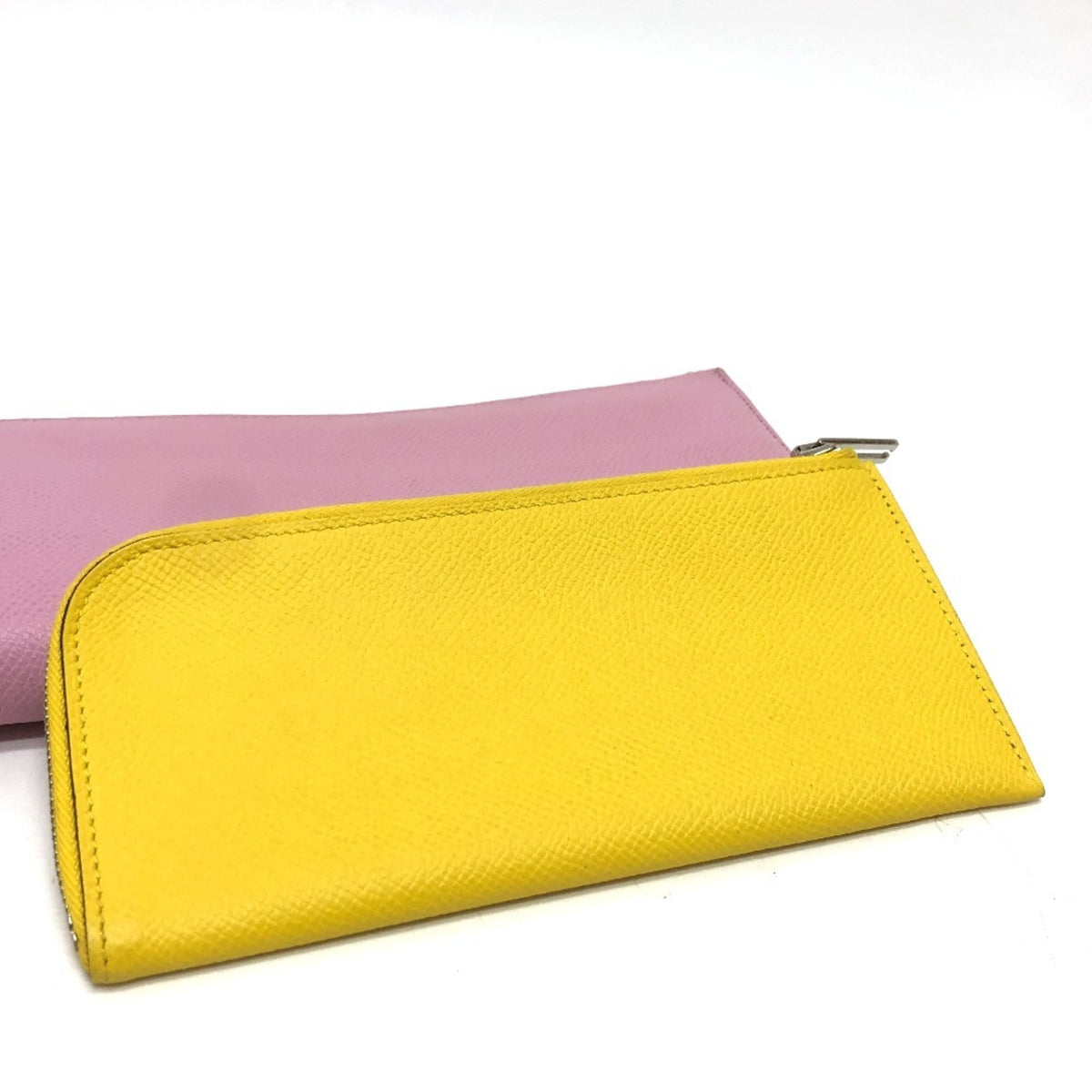 Hermes Pink Yellow Epsom Leather Long Wallet (Bi-Fold) (Pre-Owned)