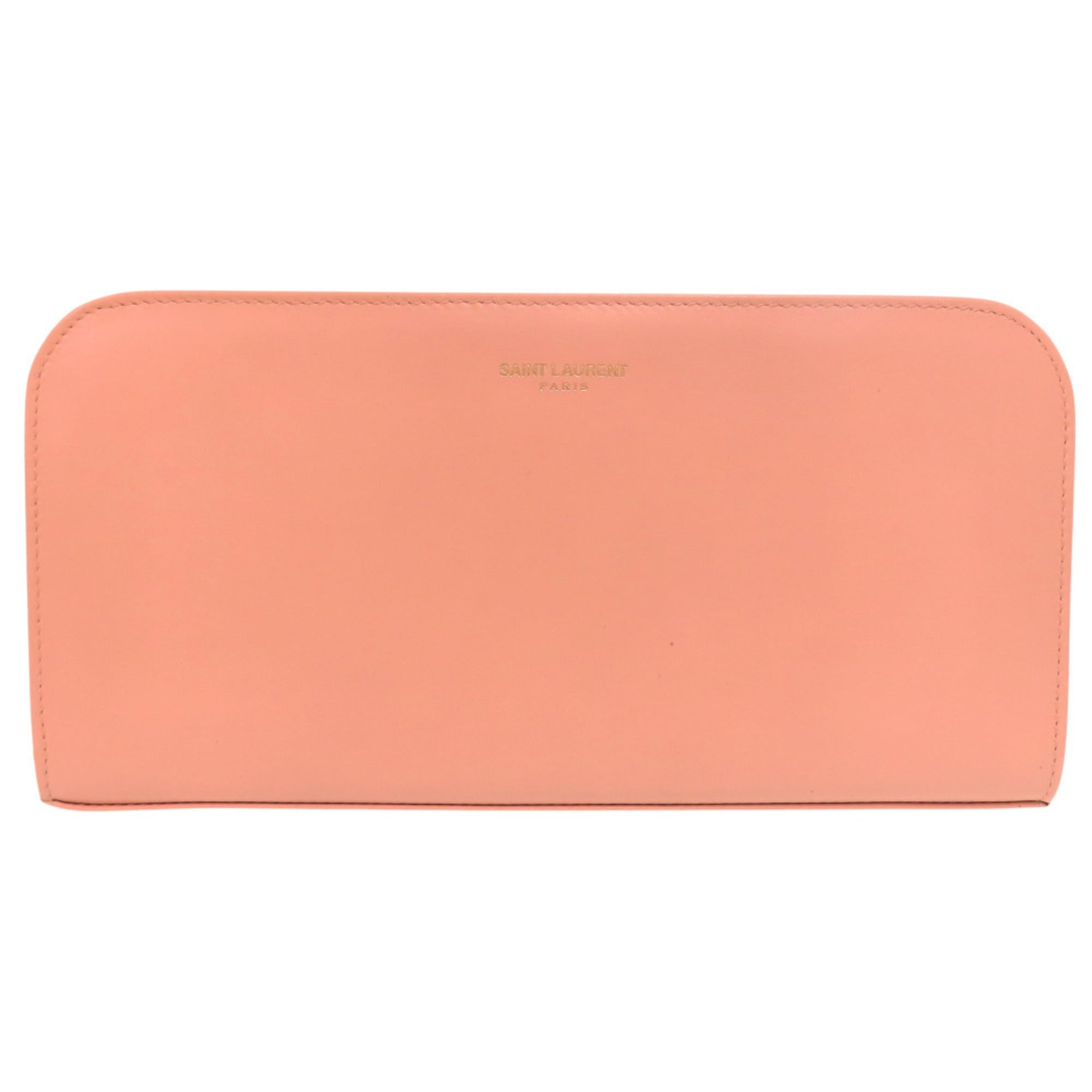 Yves Saint Laurent Salmon Pink Leather Long Wallet (Bi-Fold) (Pre-Owned)