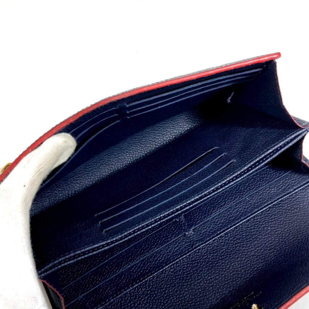 Louis Vuitton Galle Marine Rouge Navy Red Color Monogram Empreinte Long Bill Wallet (Bi-Fold) (Pre-Owned)