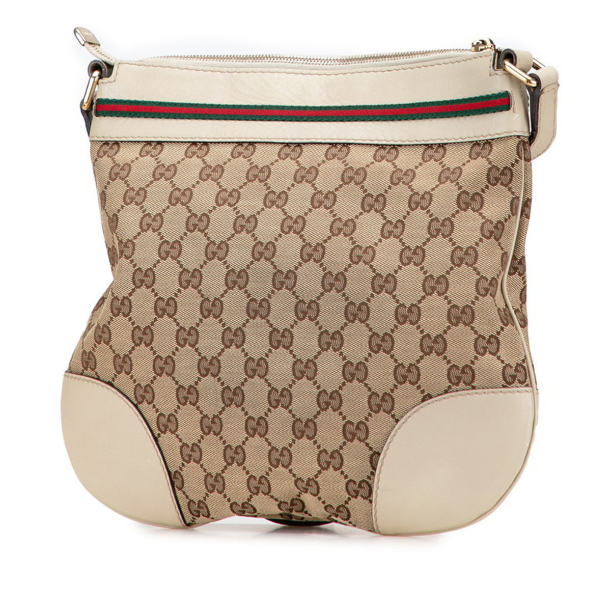 Gucci Gg Canvas Beige Gg Canvas Leather Shoulder Bag (Pre-Owned)