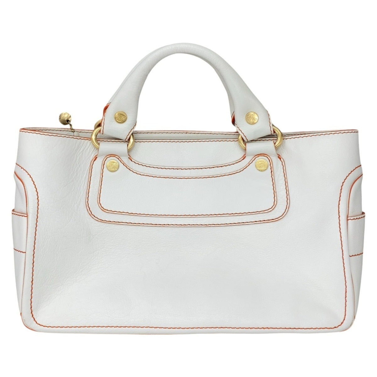 Celine Orange White Leather Handbag Tote Bag (Pre-Owned)