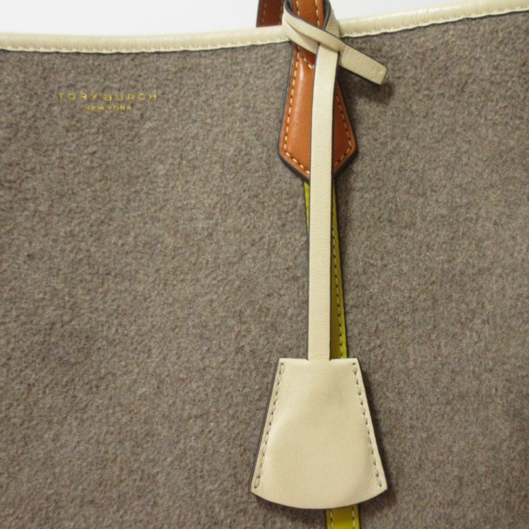 Tory Burch Brown Grayish Yellow Shoulder Bag Tote Bag (Pre-Owned)