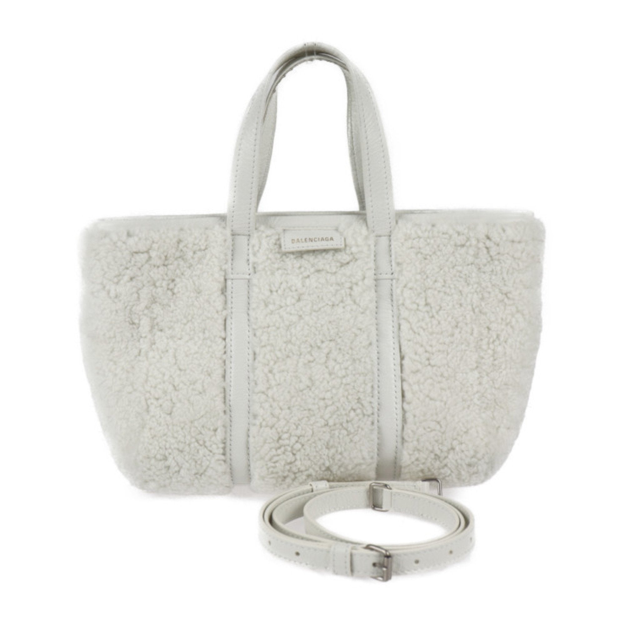 Balenciaga White Leather Handbag Tote Bag (Pre-Owned)