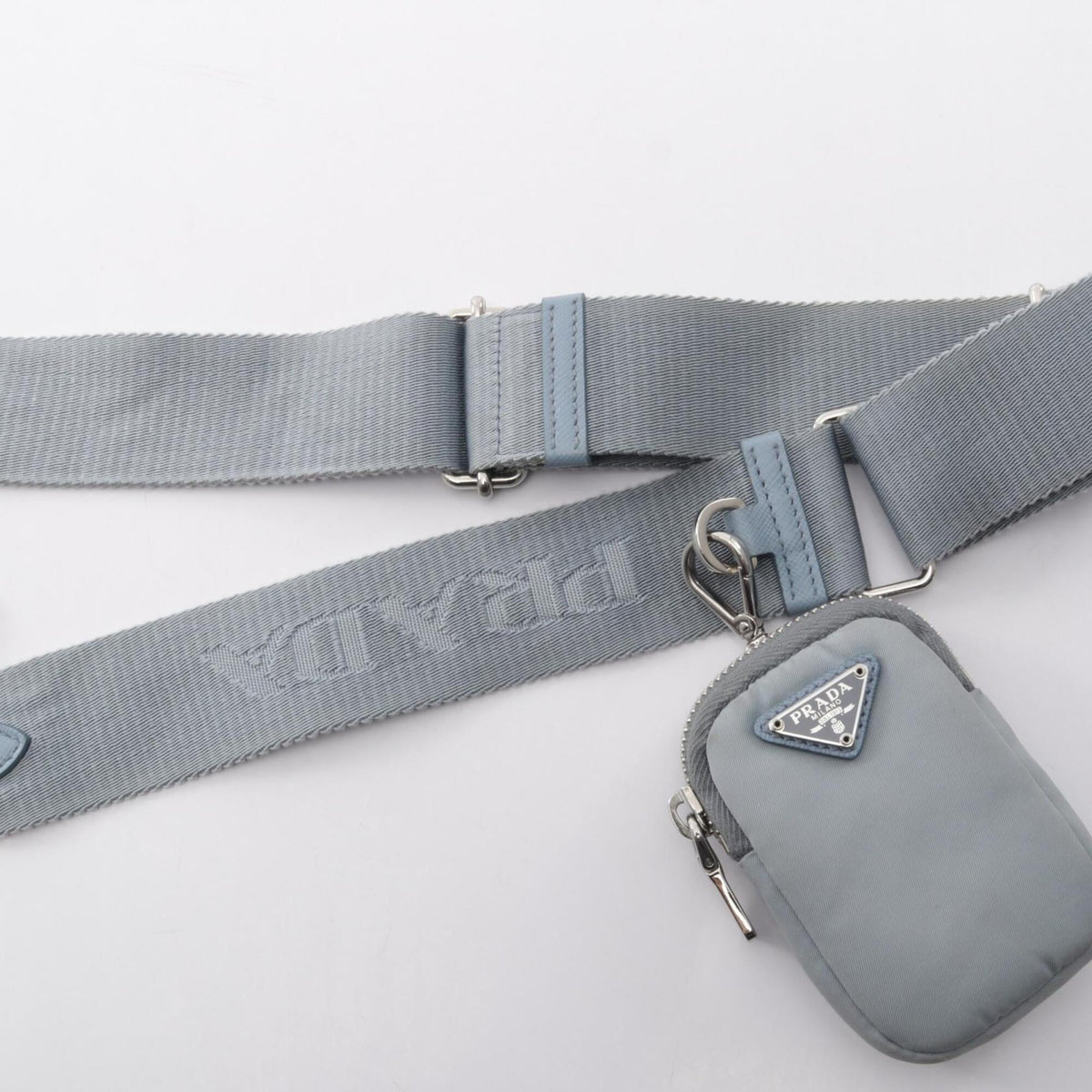 Prada Blue Nylon Saffiano Triangle Handbag Pouch Shoulder Bag (Pre-Owned)