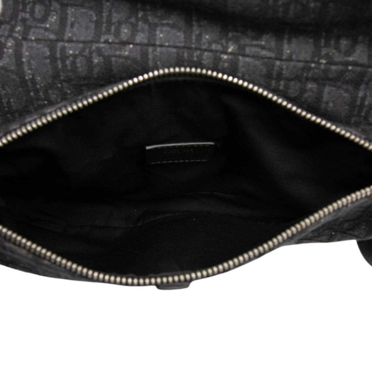 Christian Dior Black Canvas Leather Saddle Bag Shoulder Bag Sling Bag (Pre-Owned)