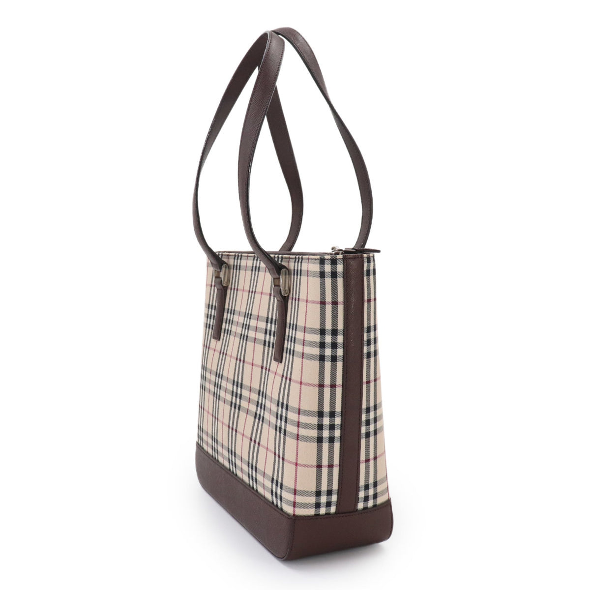 Burberry Beige Brown Canvas Leather Handbag Tote Bag (Pre-Owned)