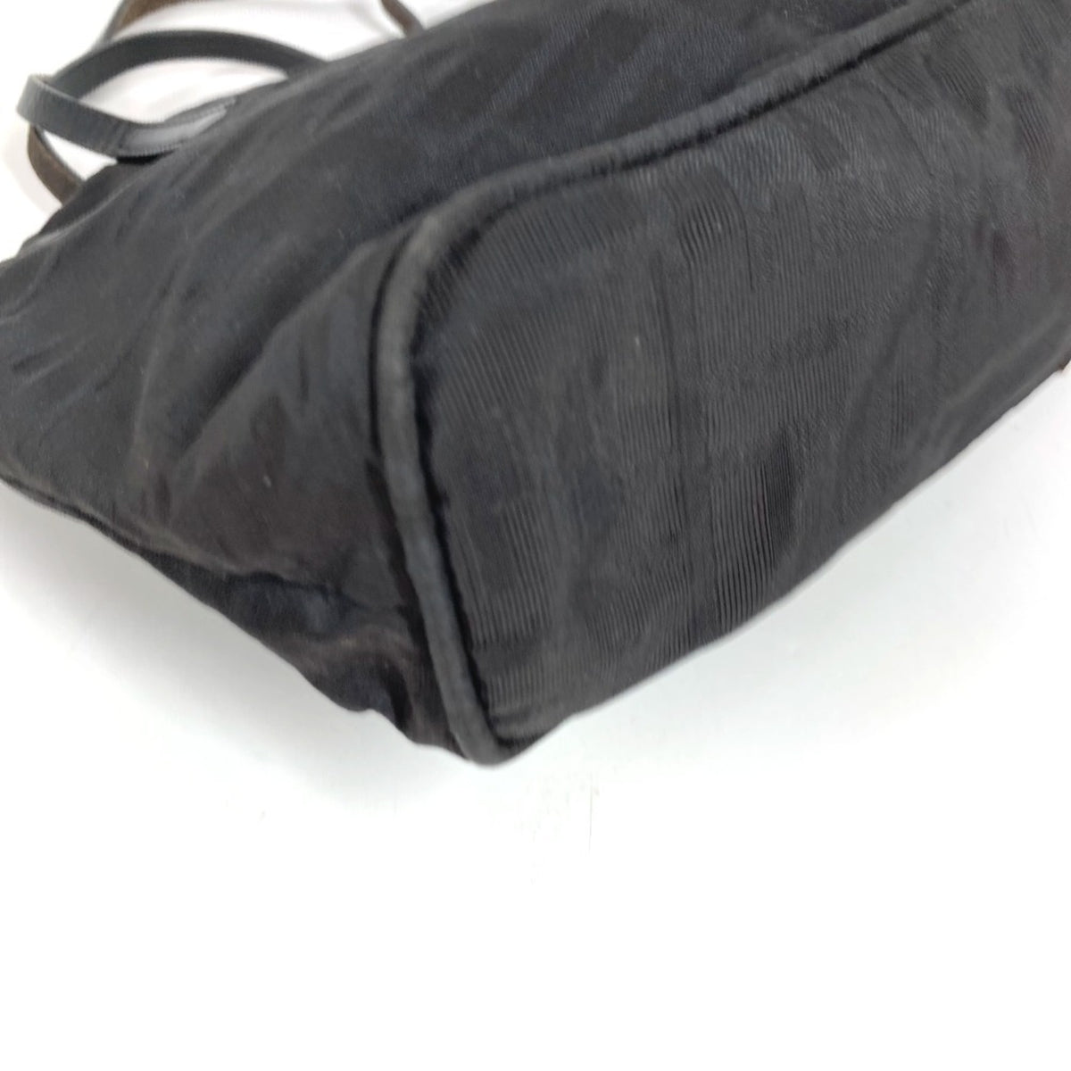 Fendi Black Leather Nylon Handbag Tote Bag (Pre-Owned)