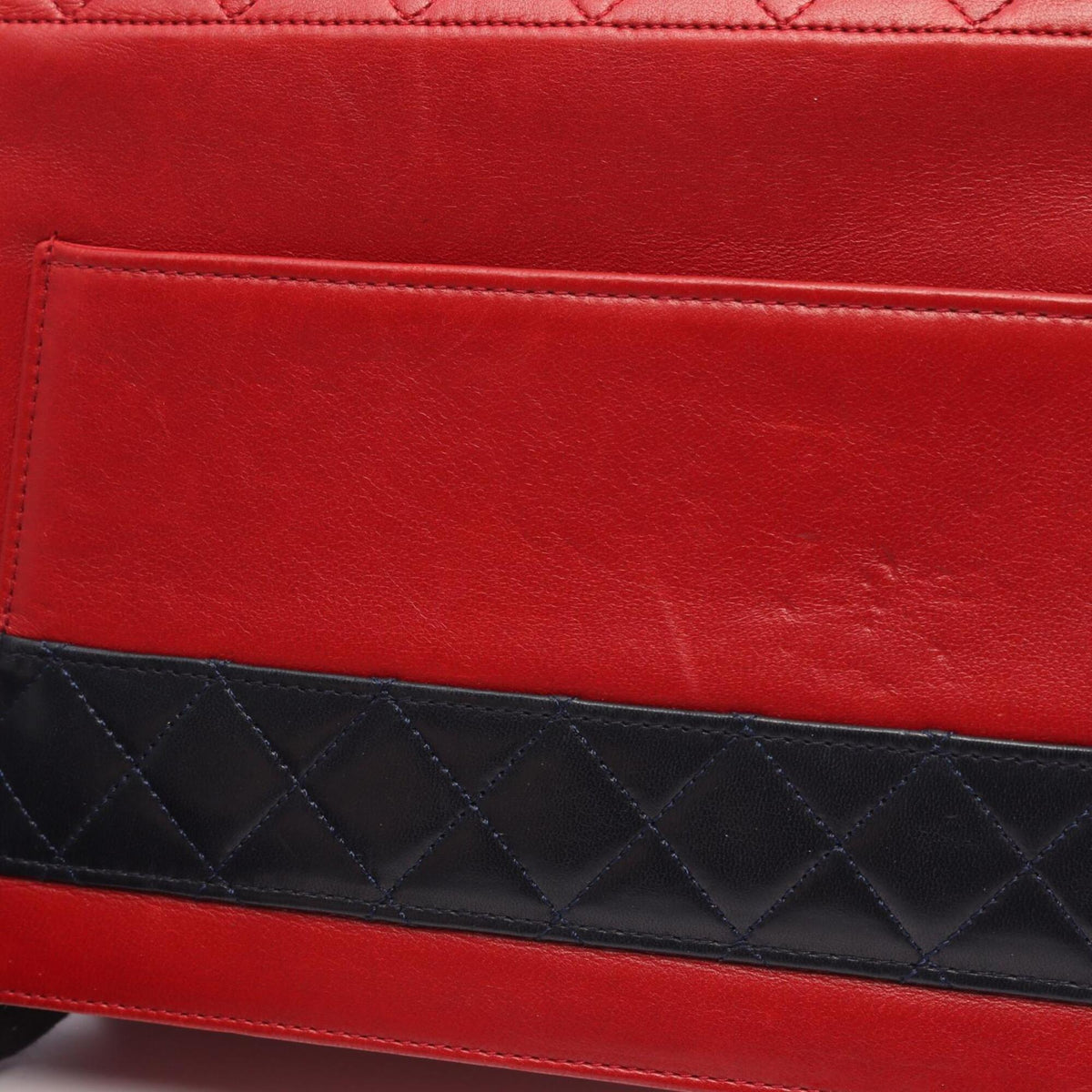 Chanel 2.55 Navy Red Color Leather Handbag Shoulder Bag (Pre-Owned)