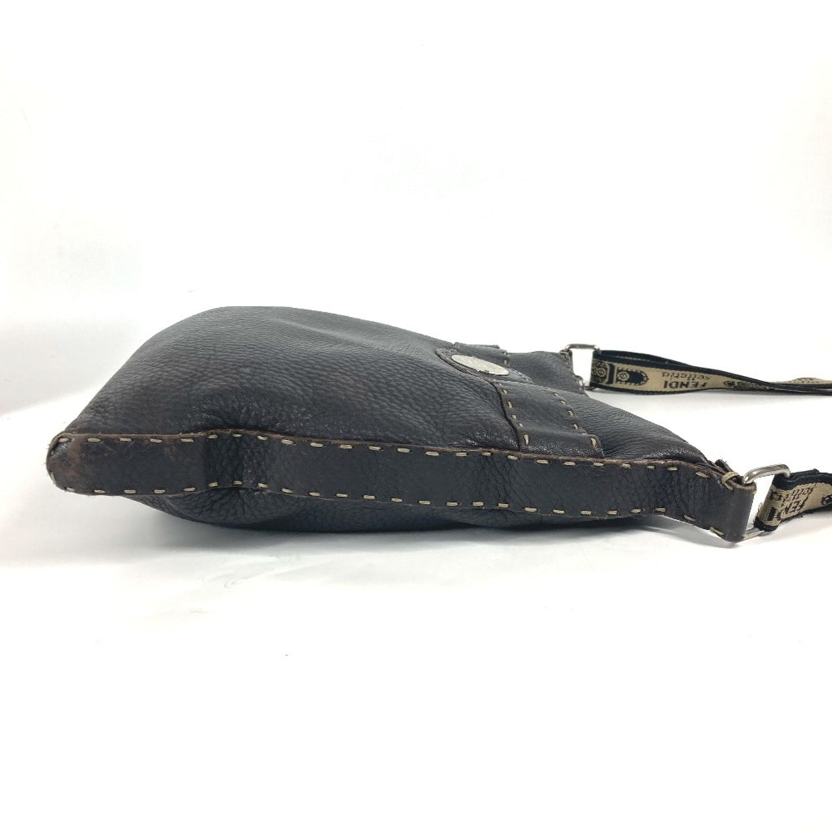 Fendi Dark Brown Leather Pochette Shoulder Bag (Pre-Owned)