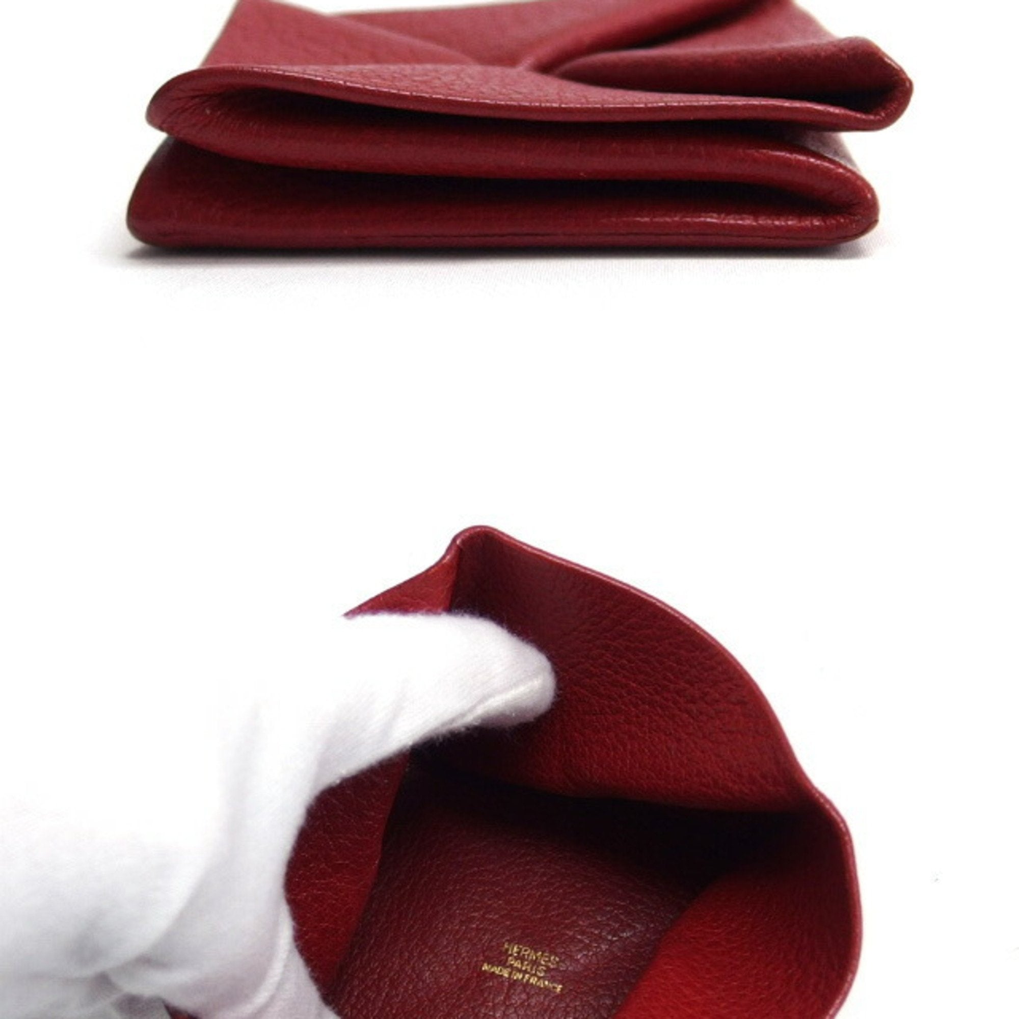 Hermes Zulu Red Color Chevre Leather Coin Purse/Coin Case (Pre-Owned)