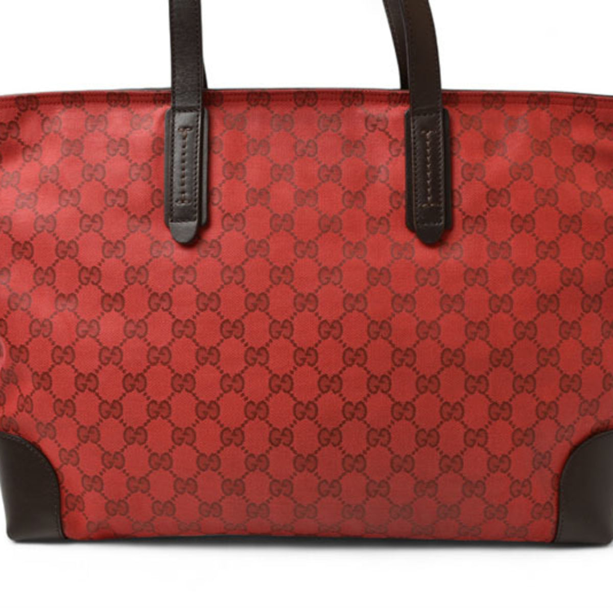 Gucci Dark Red Red Color Coated Canvas Shoulder Bag Tote Bag (Pre-Owned)