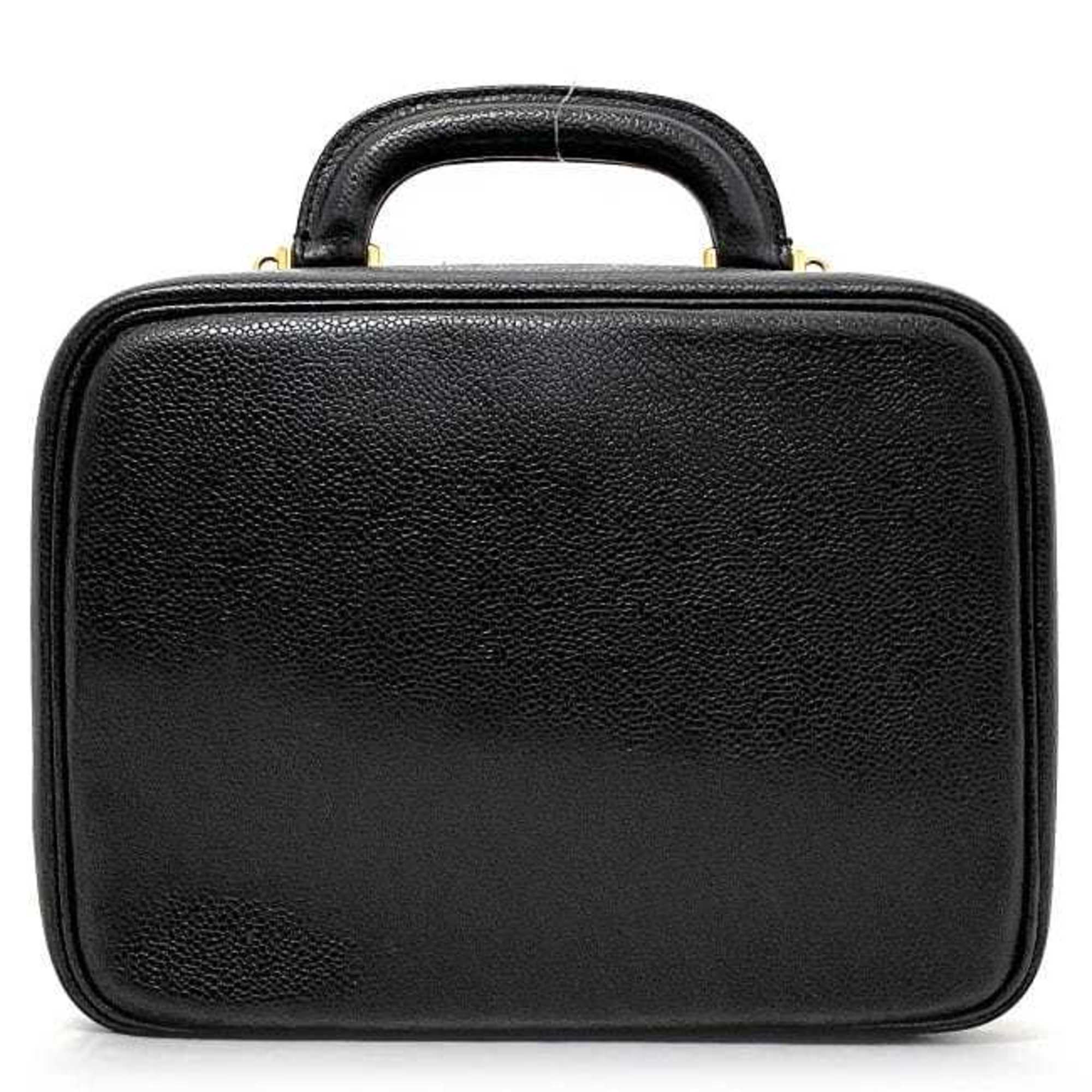 Chanel Black Leather Handbag Vanity Bag (Pre-Owned)
