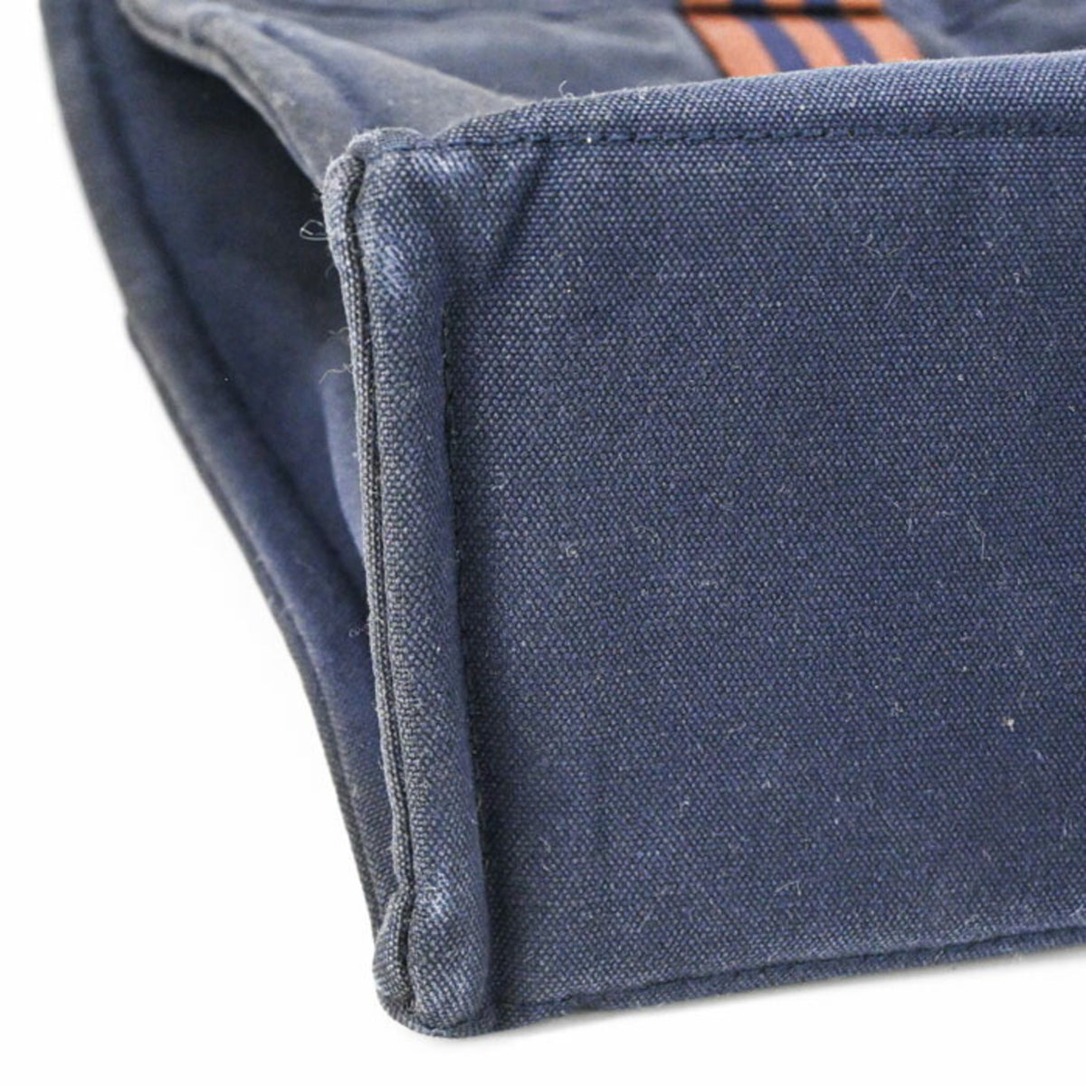 Hermes Brown Navy Canvas Handbag Tote Bag (Pre-Owned)