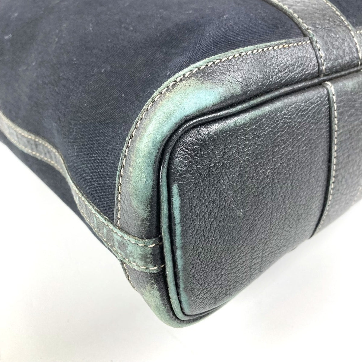 Hermes Black Canvas Leather Shoulder Bag Tote Bag (Pre-Owned)