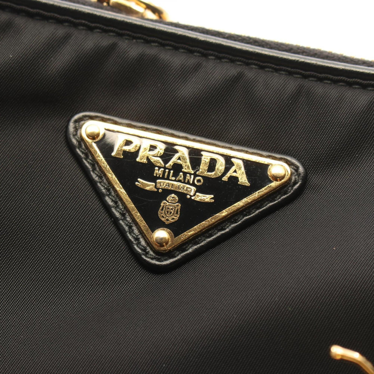 Prada Black Nylon Leather Handbag Shoulder Bag (Pre-Owned)
