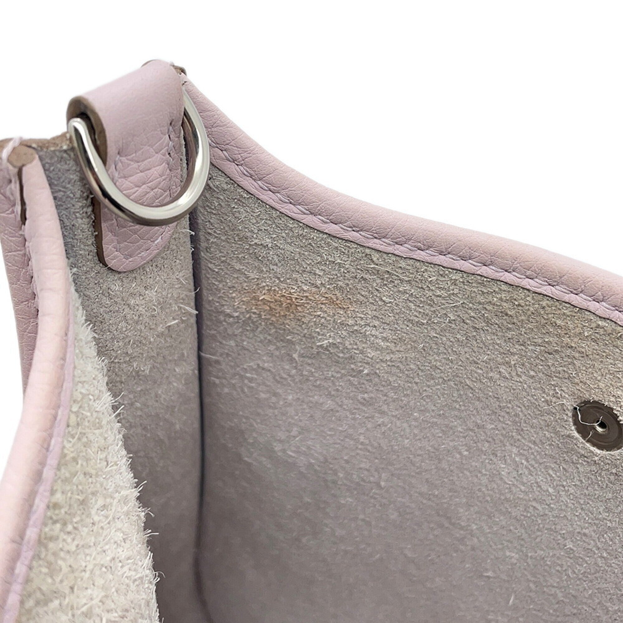Hermes Evelyne Silver Taurillon Clemence Leather Handbag Shoulder Bag (Pre-Owned)