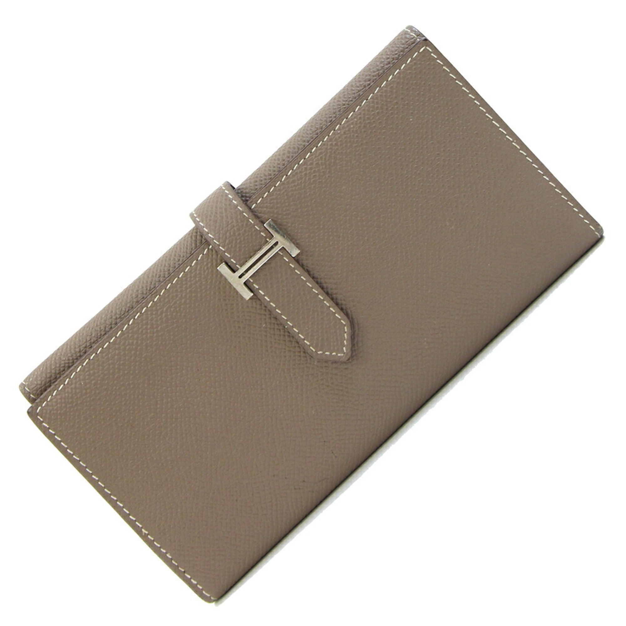 Hermes Etoupe Gray Epsom Leather Long Wallet (Tri-Fold) (Pre-Owned)