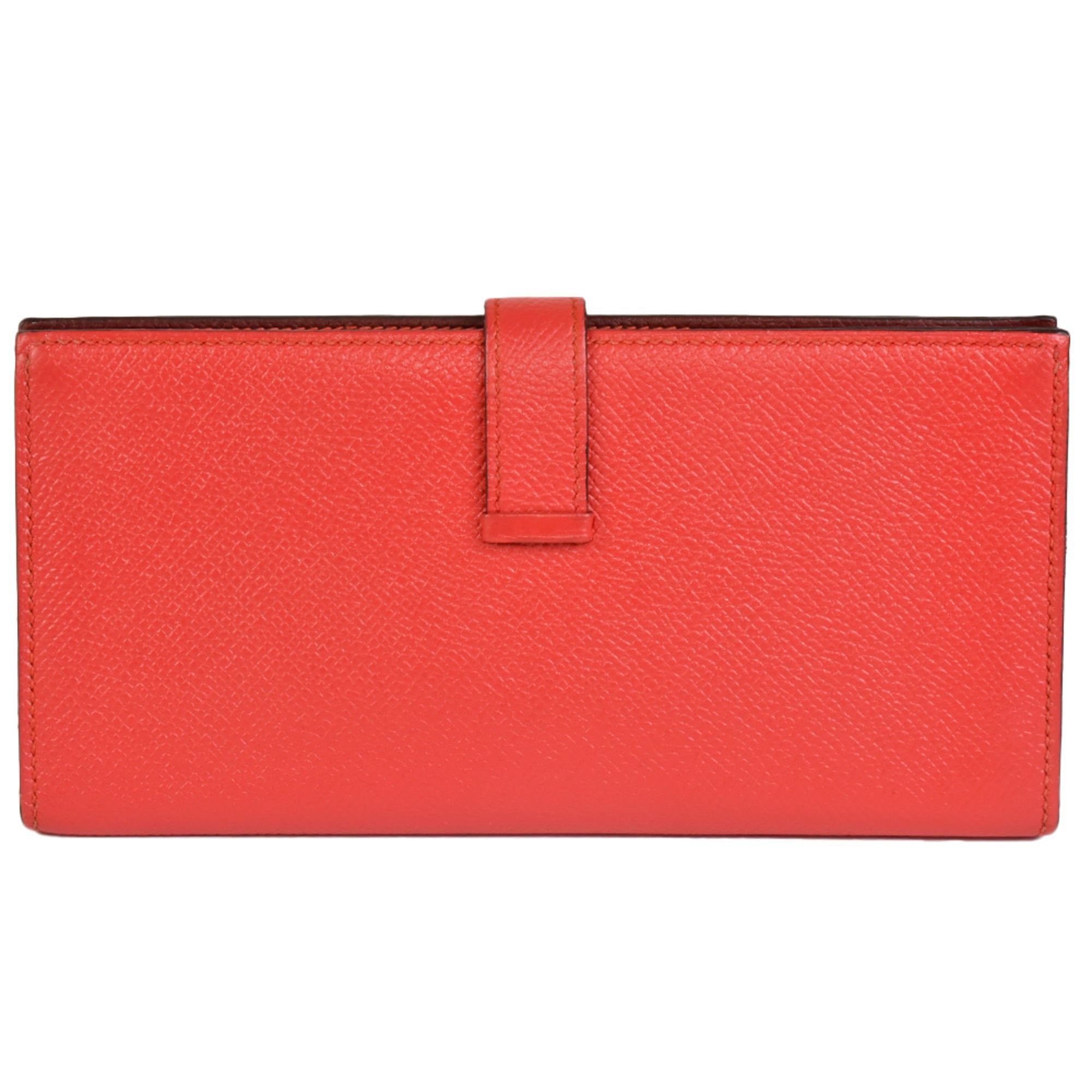 Hermes Bearn Capucine Rouge H Epsom Leather Long Wallet (Bi-Fold) (Pre-Owned)