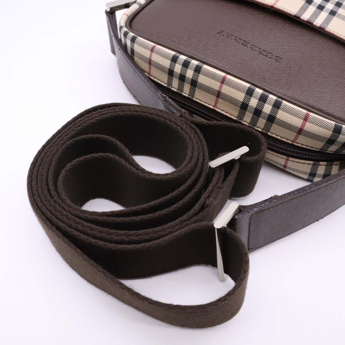Burberry Beige Brown Multi-Color Canvas Leather Shoulder Bag (Pre-Owned)