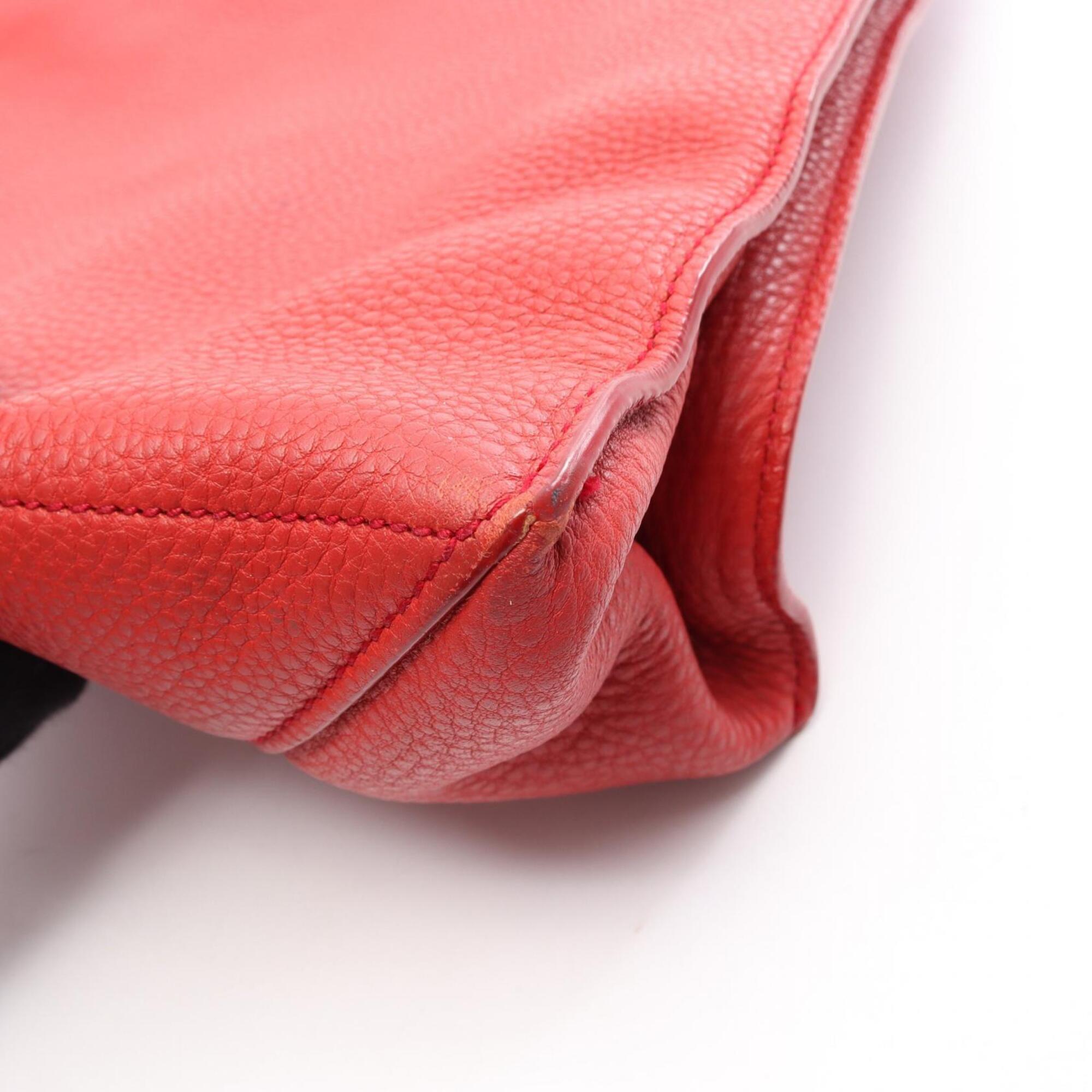 Miu Miu Red Color Leather Handbag Tote Bag (Pre-Owned)