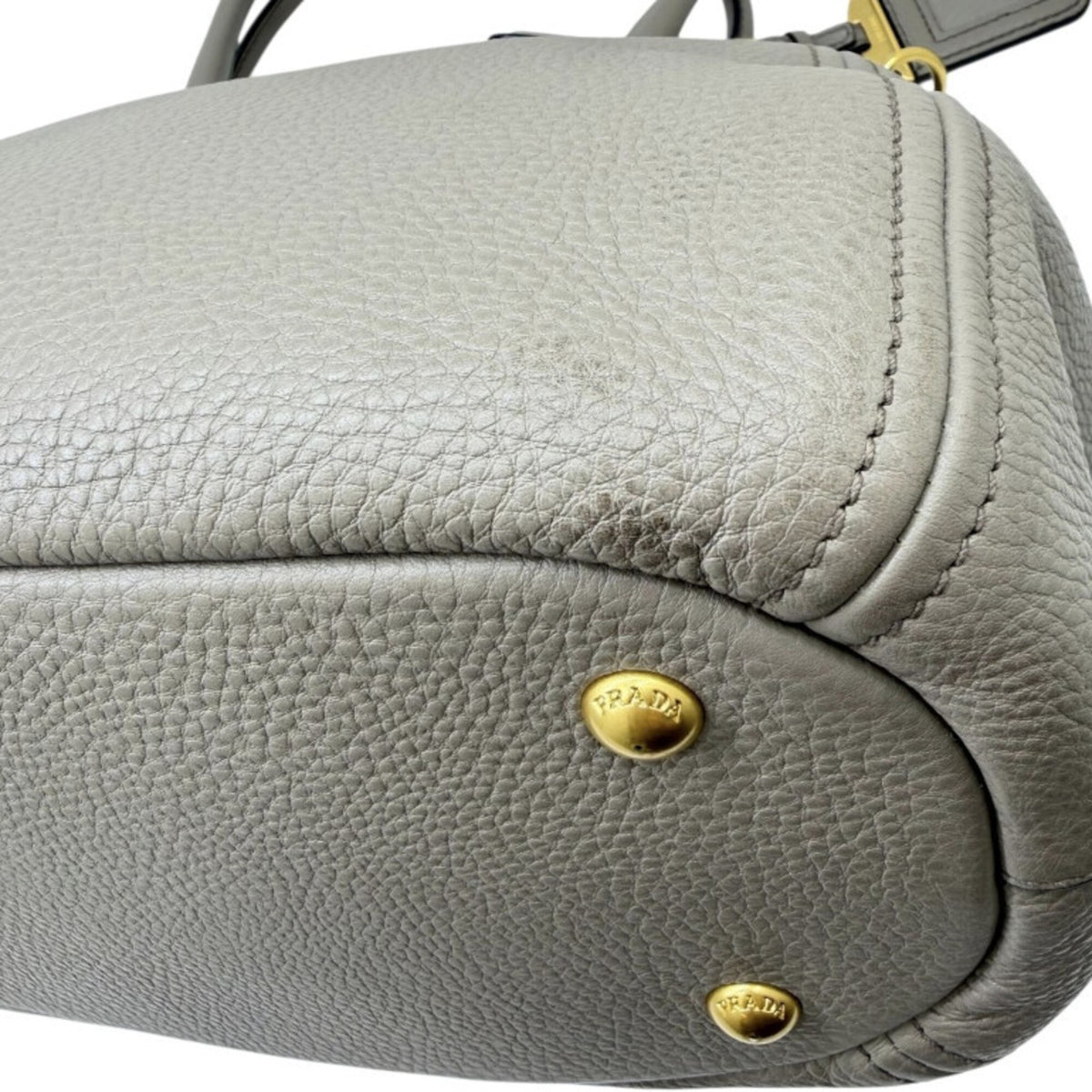 Prada Grayish Leather Handbag Shoulder Bag (Pre-Owned)