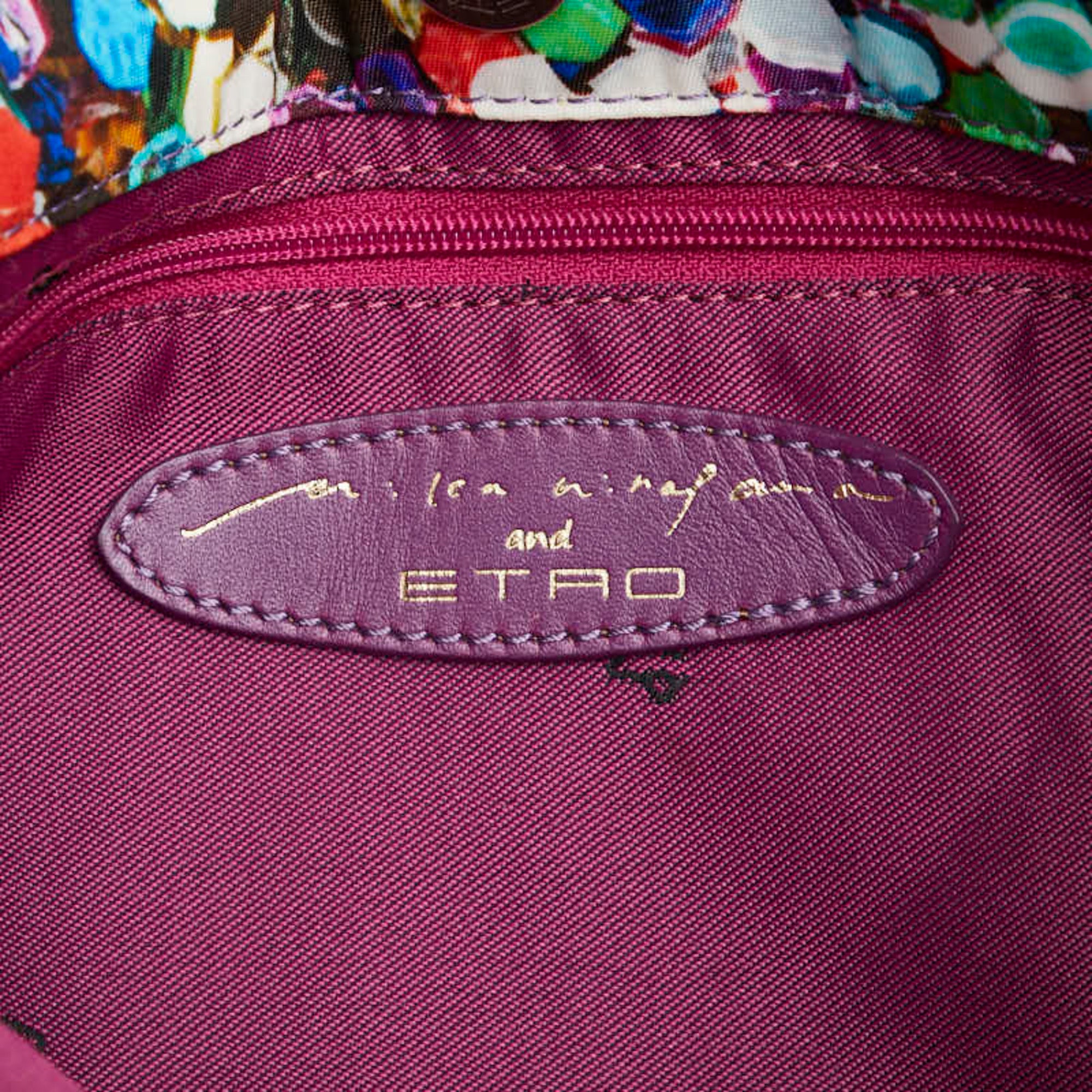 Etro Blue Multi-Color Red Color Nylon Tote Bag (Pre-Owned)