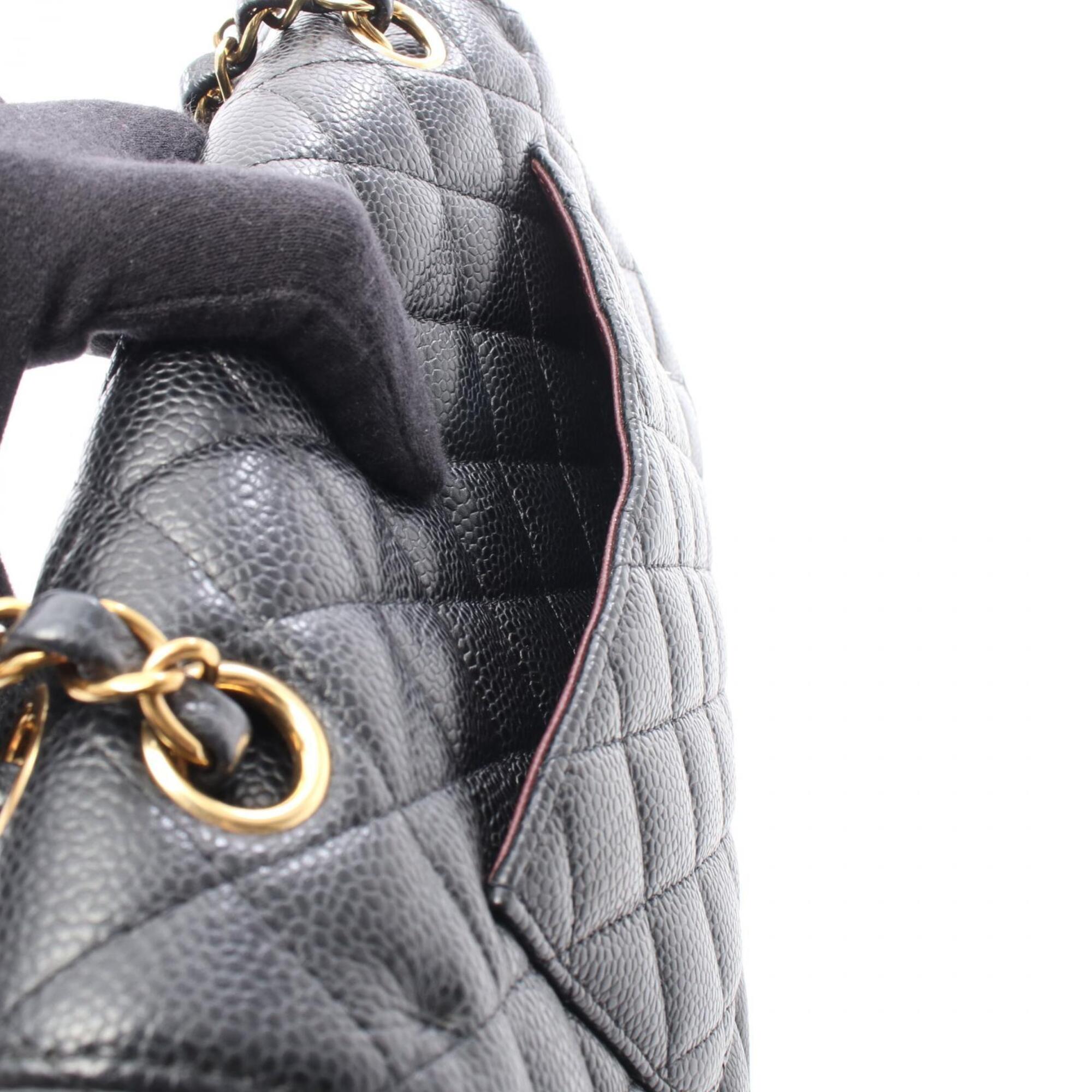 Chanel Black Leather Handbag Shoulder Bag (Pre-Owned)