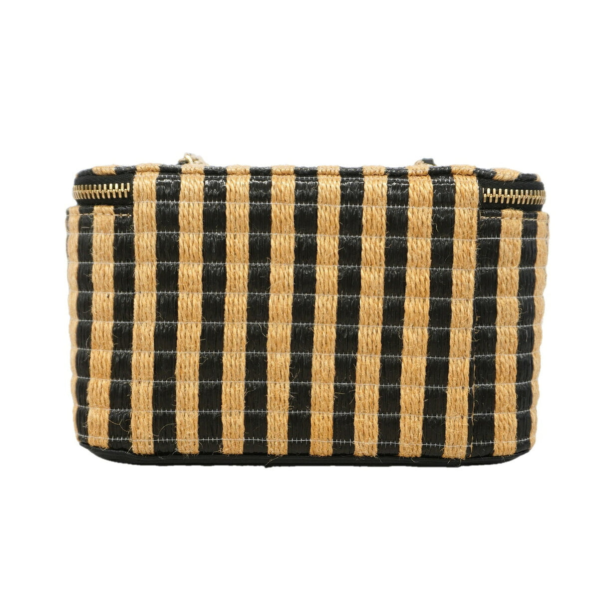Chanel Beige Black Raffia Vanity Bag (Pre-Owned)