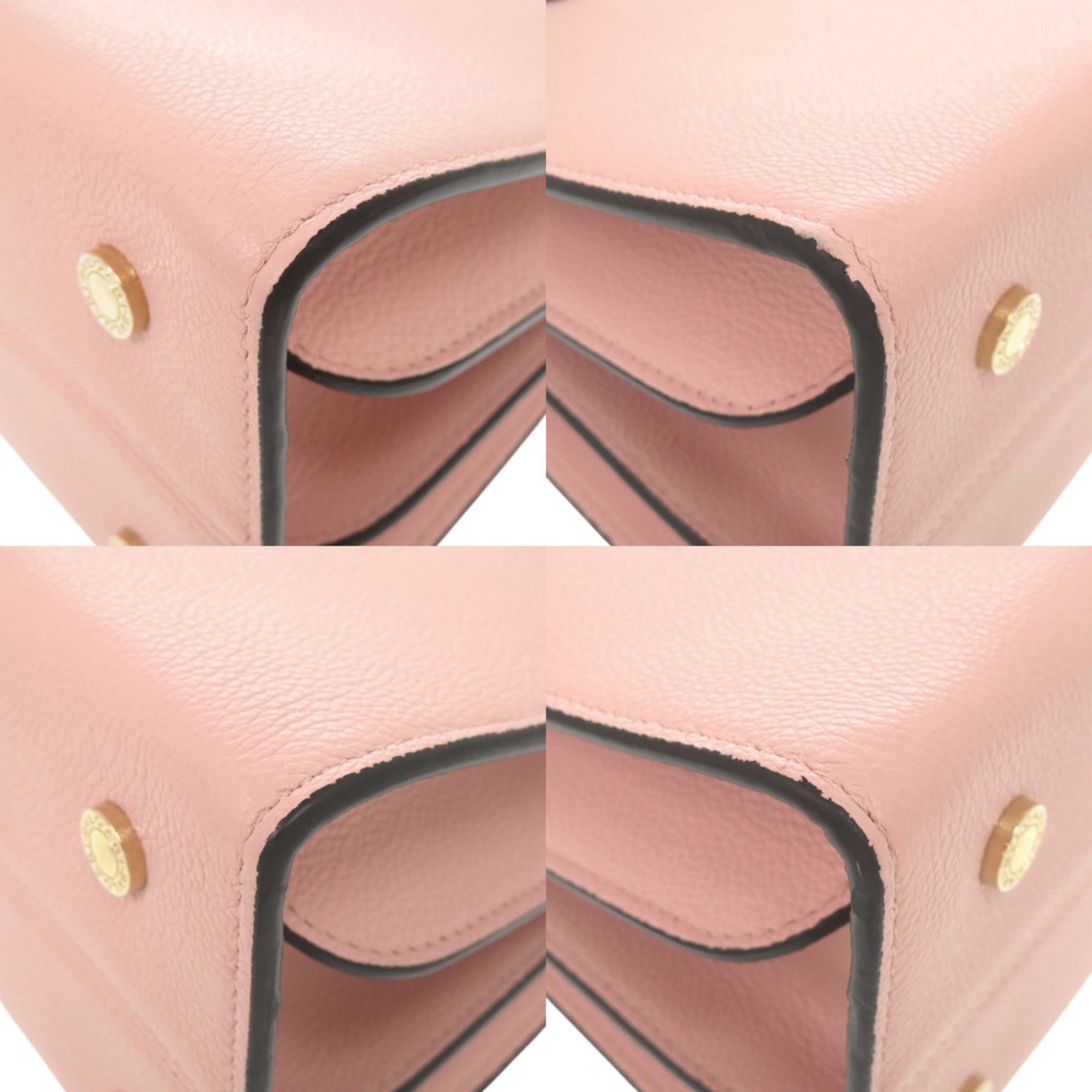 Bvlgari Pink Leather Handbag Shoulder Bag Tote Bag (Pre-Owned)