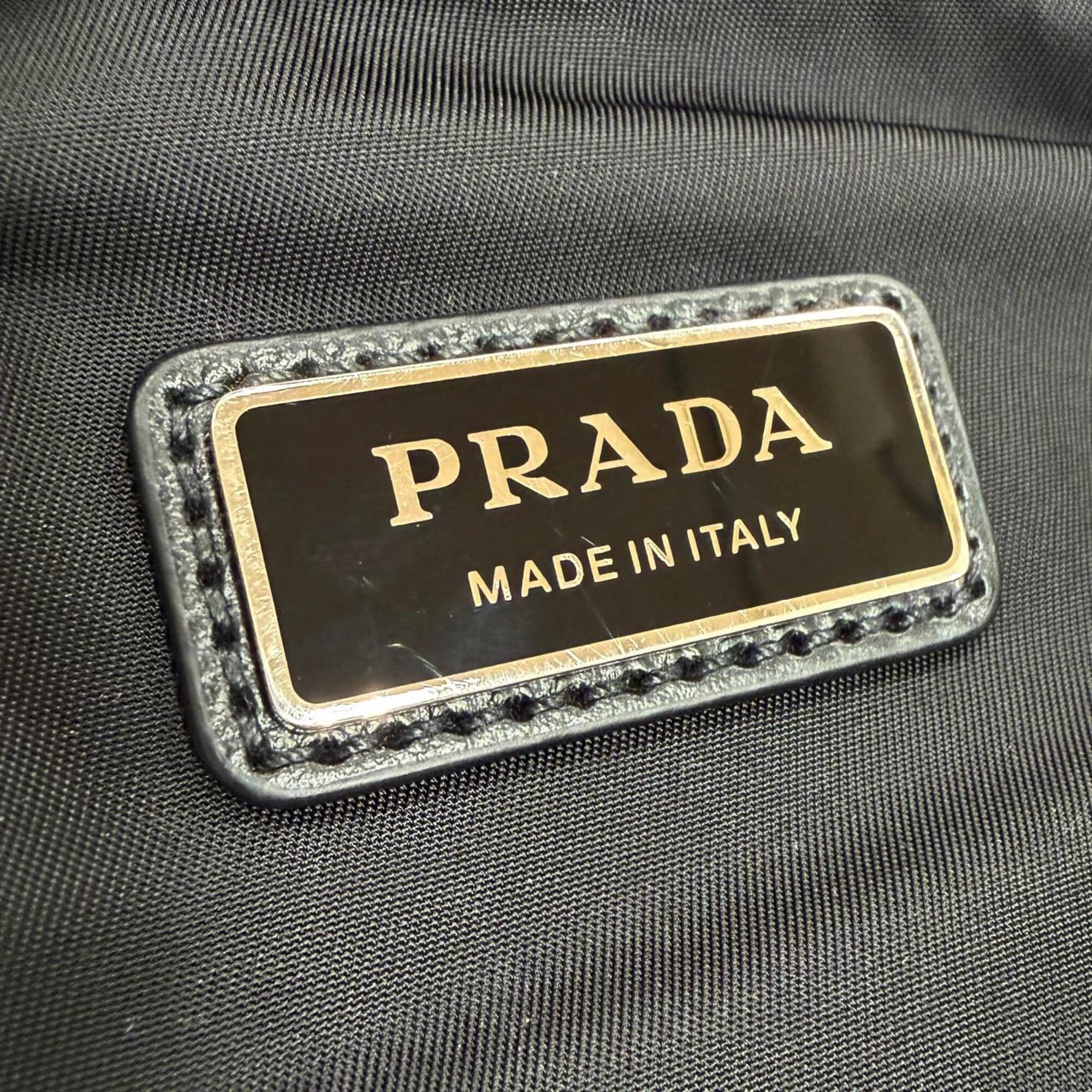 Prada Black Nylon Leather Pouch Shoulder Bag (Pre-Owned)