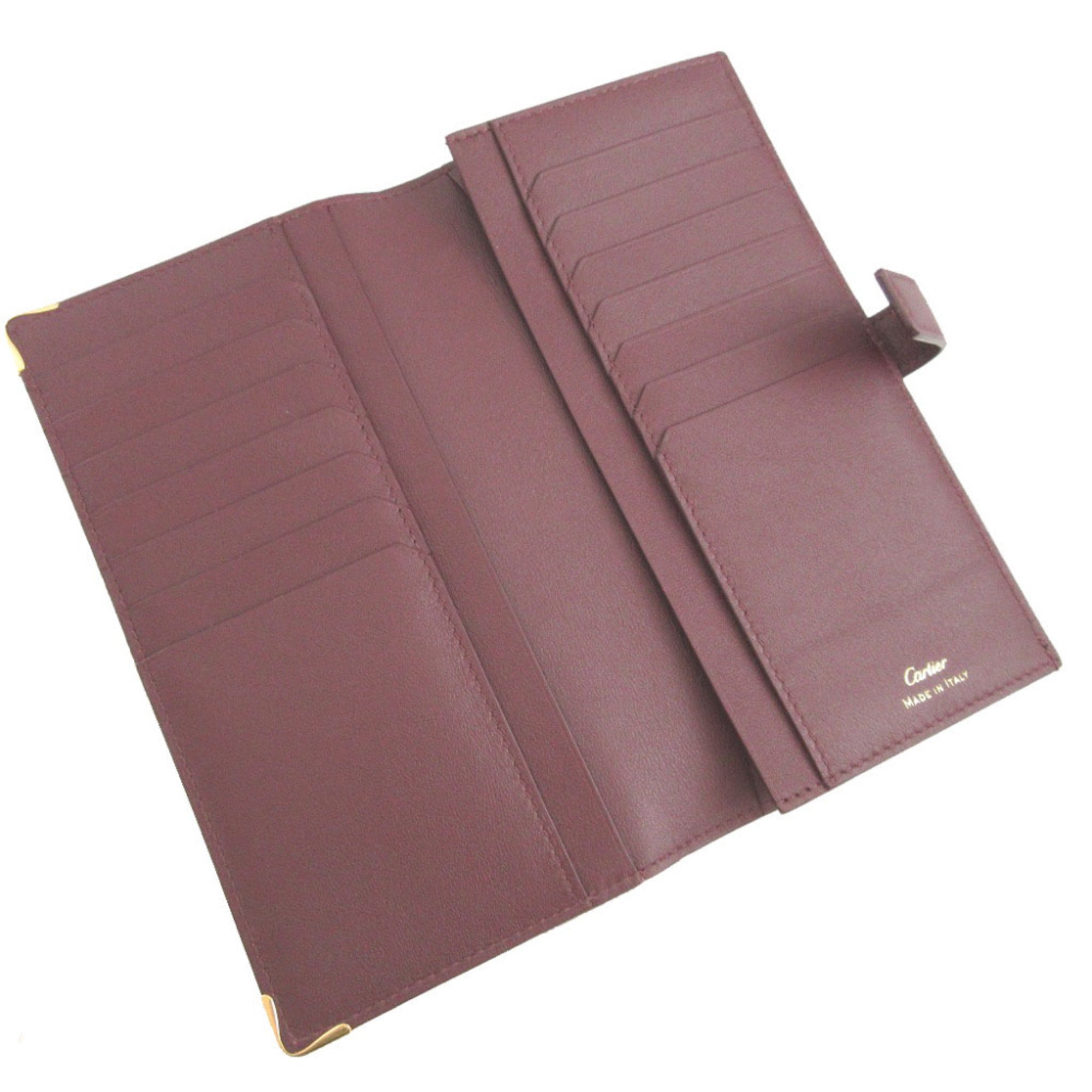 Cartier Bordeaux Leather Long Wallet (Bi-Fold) (Pre-Owned)