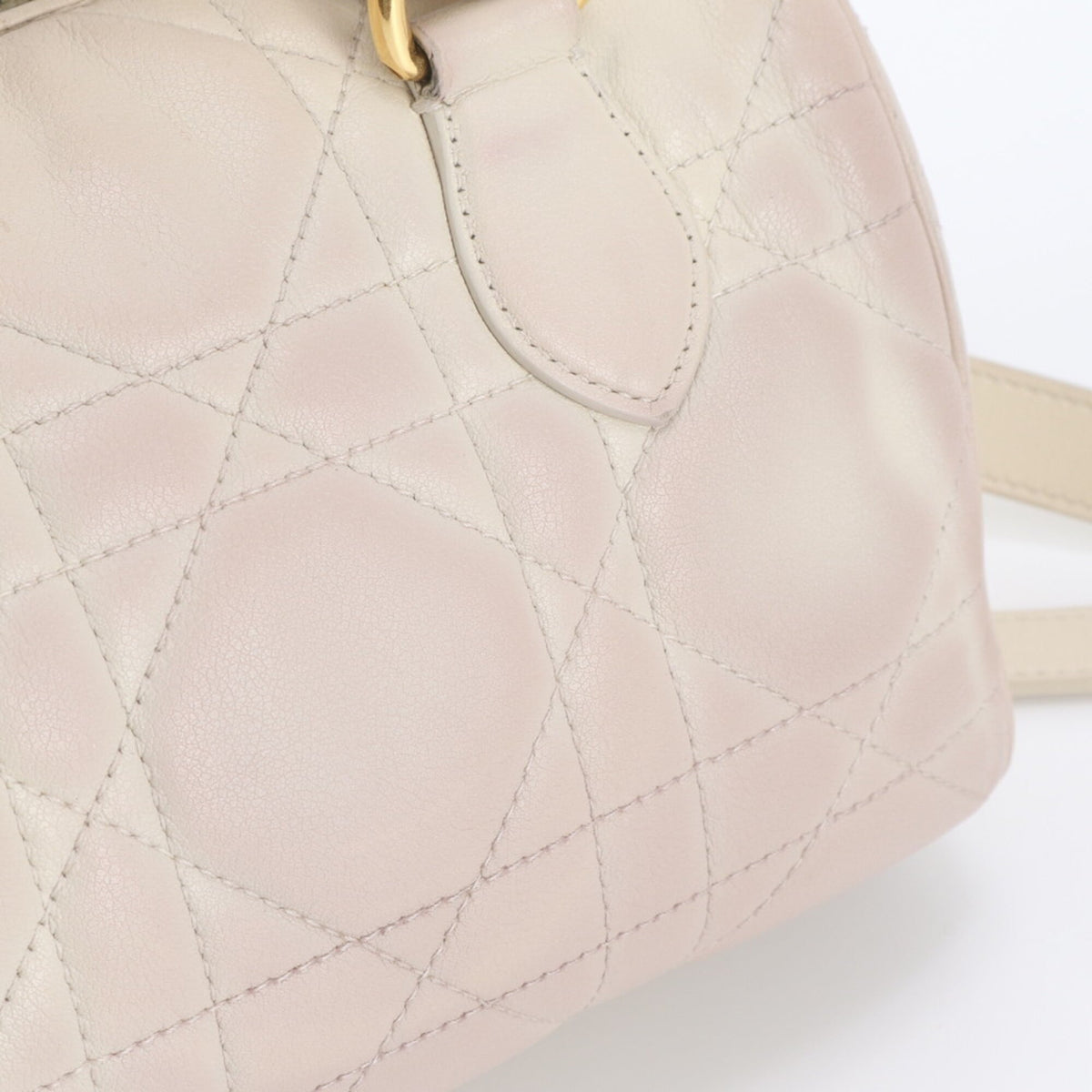 Christian Dior Cream Leather Boston Bag Shoulder Bag (Pre-Owned)