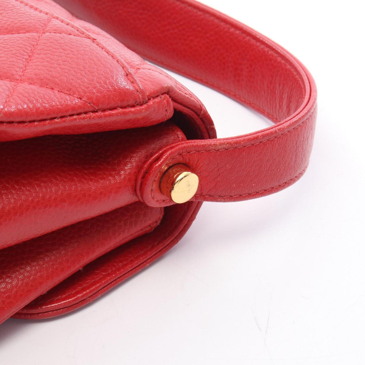 Chanel Red Color Grained Calfskin Handbag (Pre-Owned)